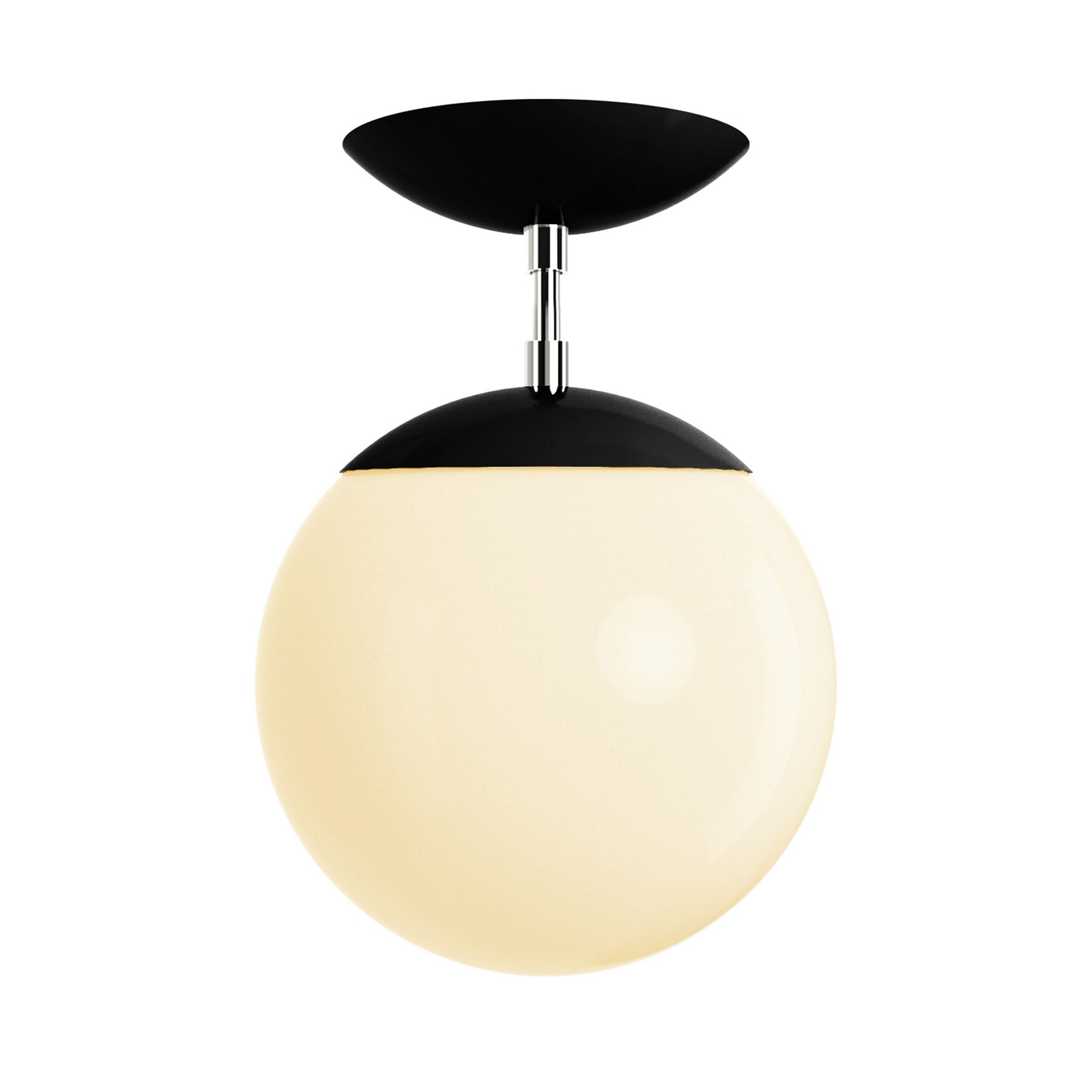 Polished nickel and black cap globe flush mount 8" dutton brown lighting