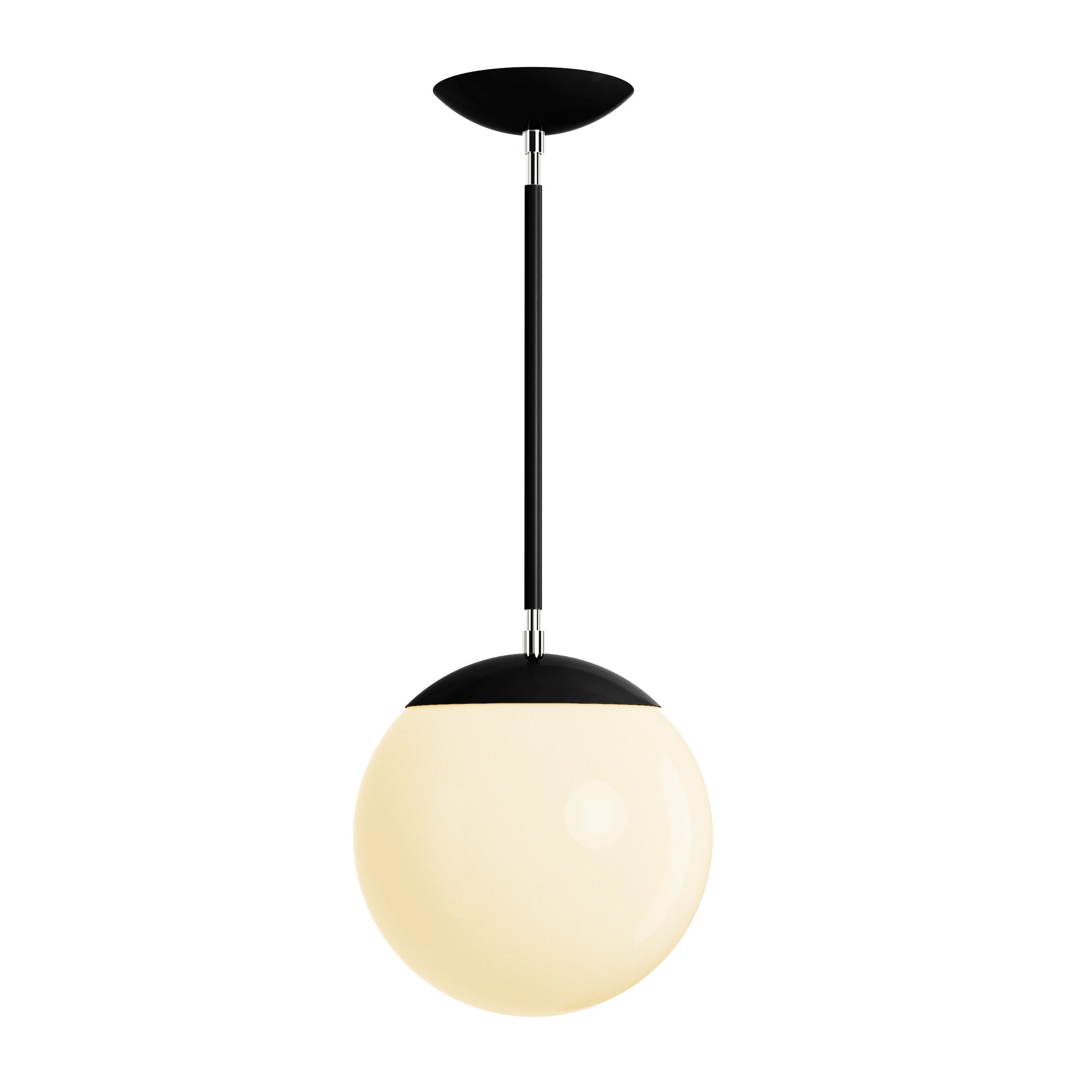 Polished nickel and black cap globe pendant 10" dutton brown lighting
