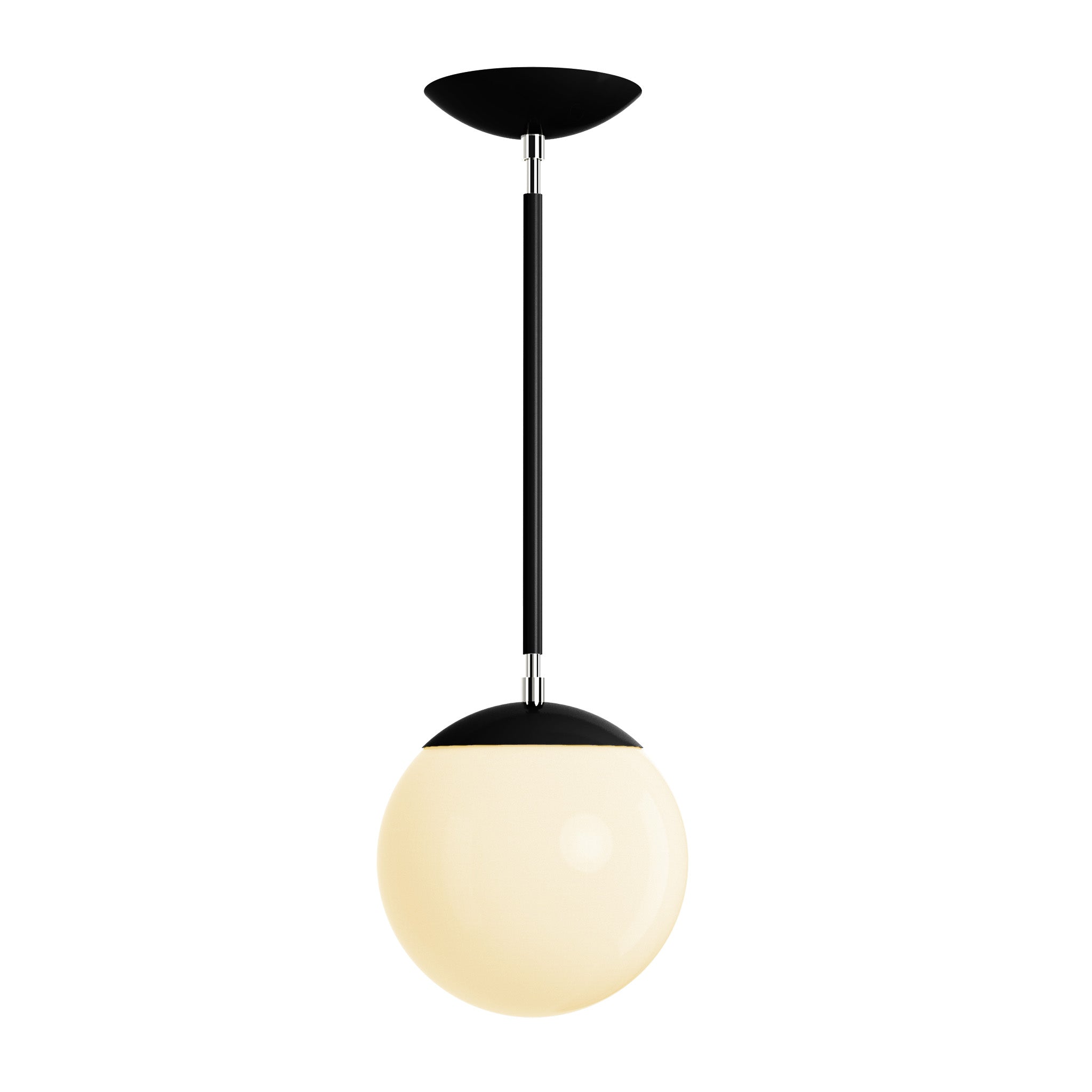 Polished nickel and black cap globe pendant 8" dutton brown lighting