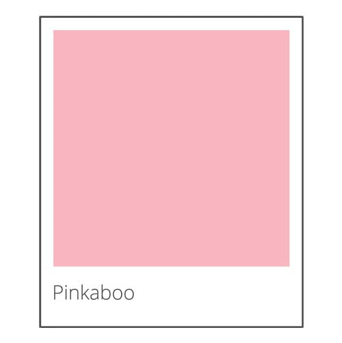 Solid pink color swatch with 'Pinkaboo' branding on a white background