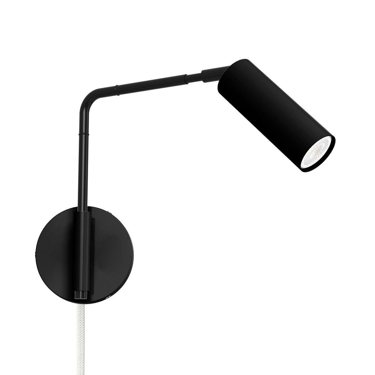 black black color reader swing arm plug-in sconce - 9" arm dutton brown lighting