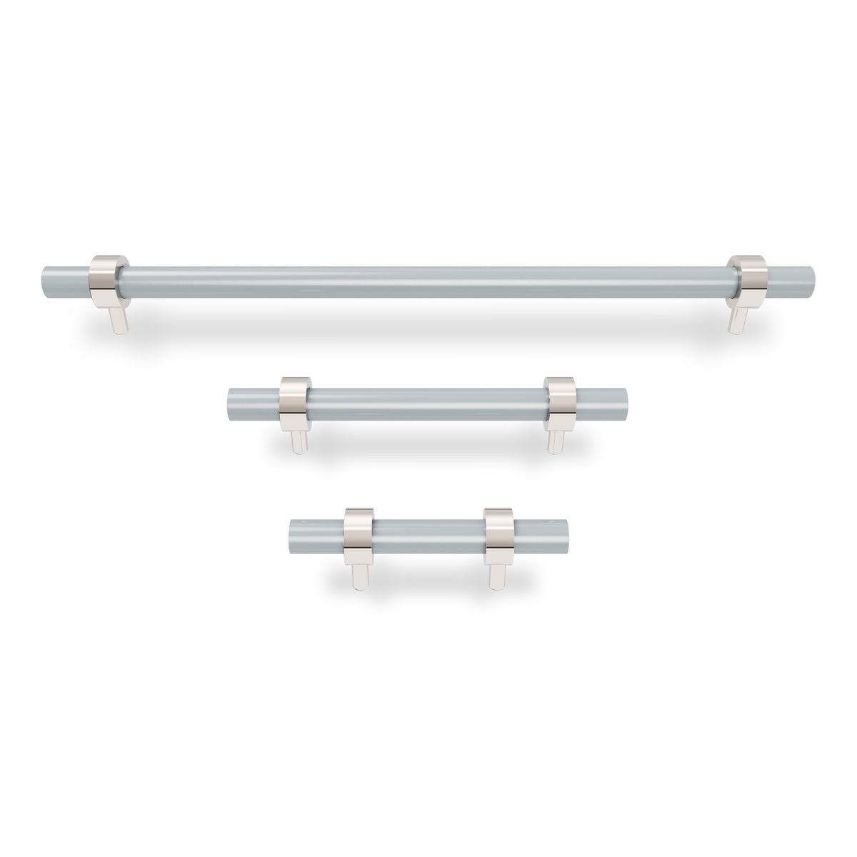 Nickel and chalk color Caliber pull Dutton Brown hardware