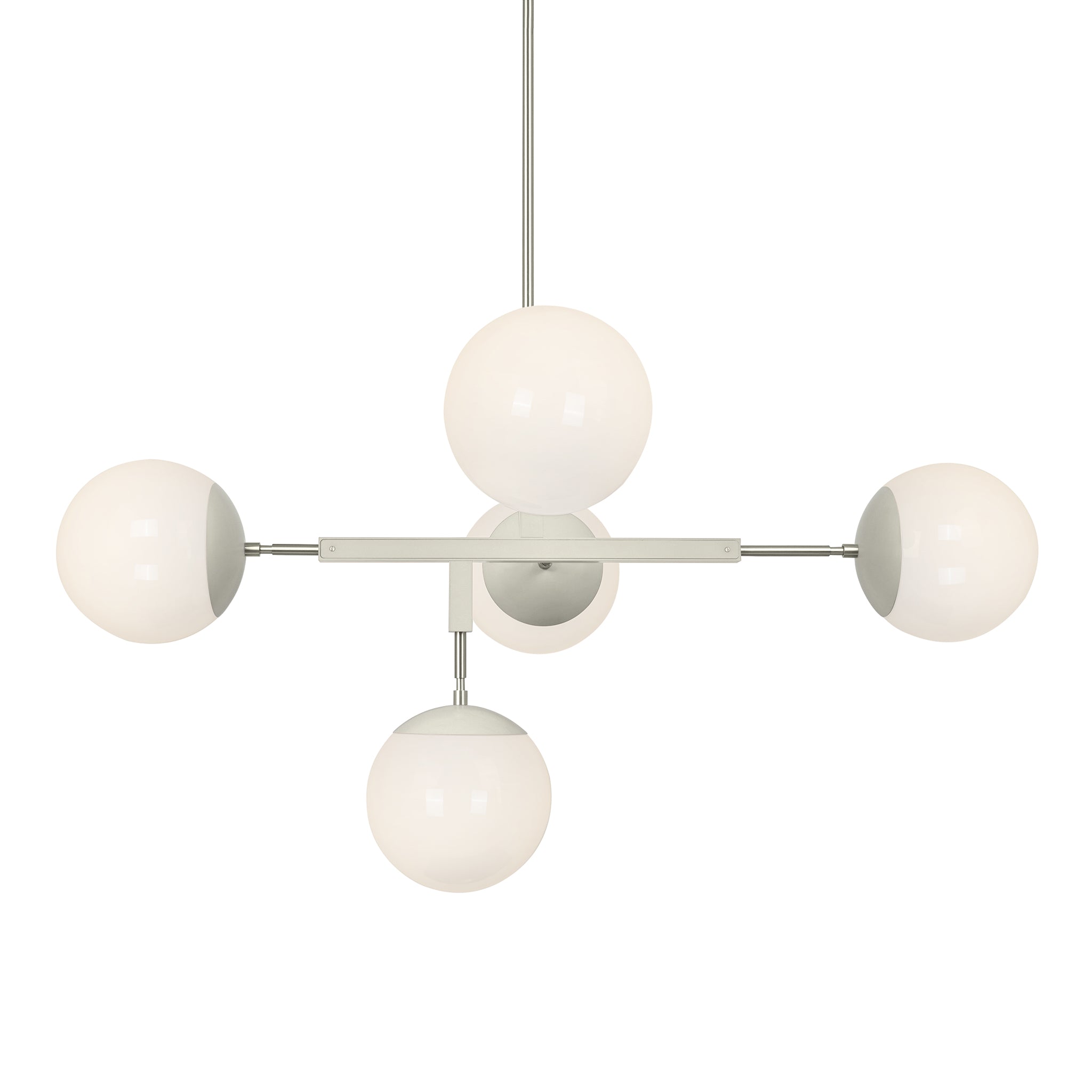 Nickel and bone color Big Prisma chandelier 42" Dutton Brown lighting