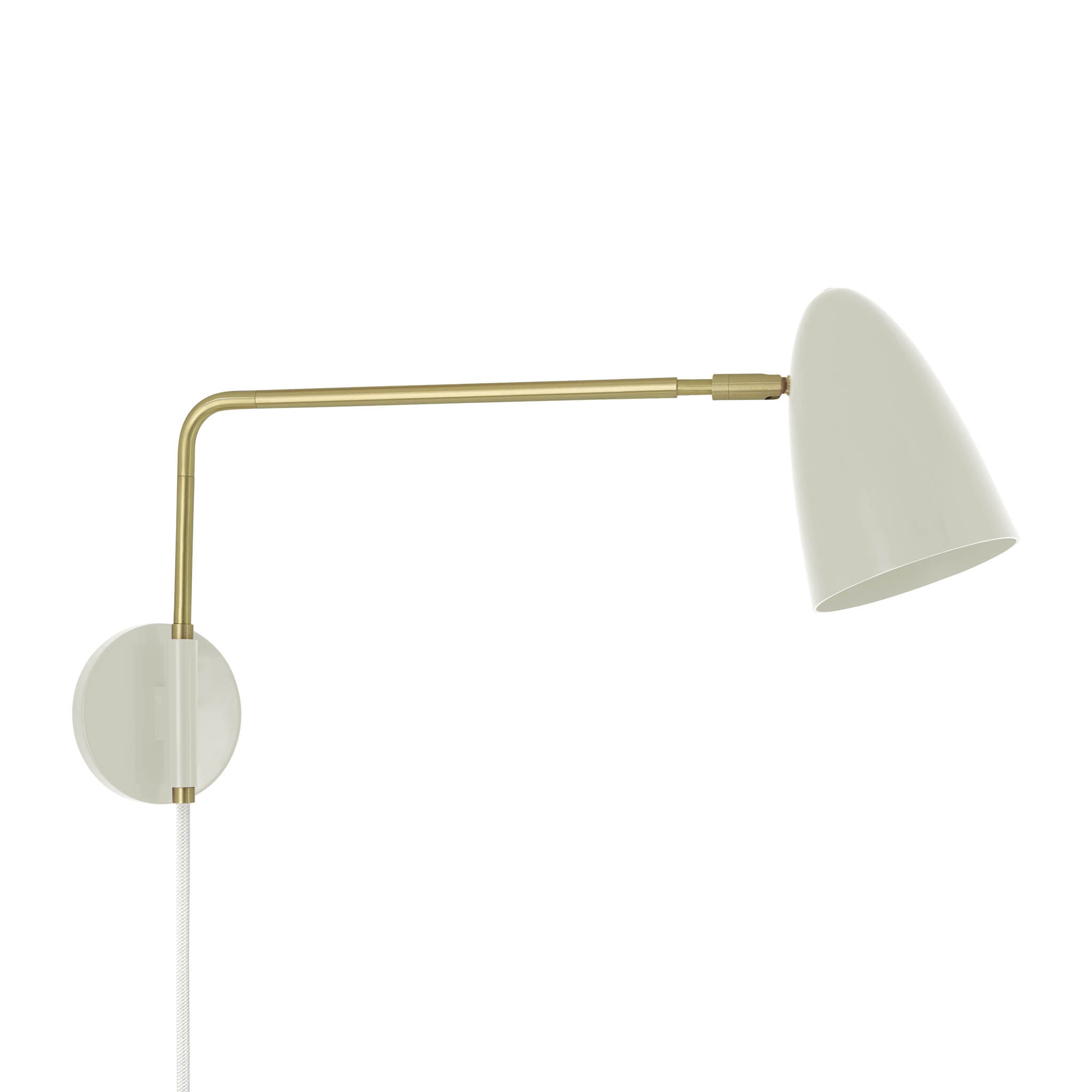 Brass and bone color Boom Swing Arm plug-in sconce Dutton Brown lighting