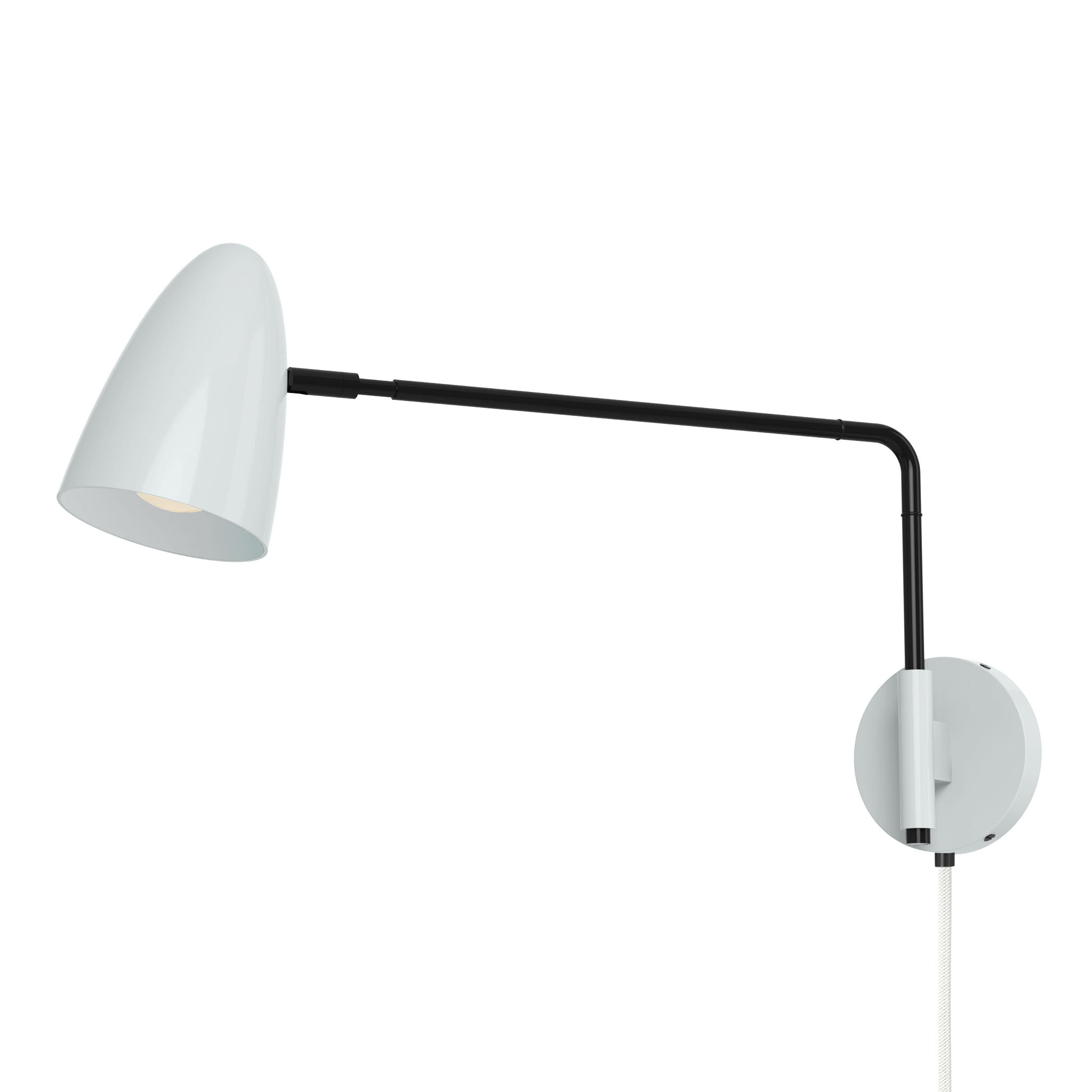 black chalk color boom swing arm plug-in sconce 17" arm dutton brown lighting