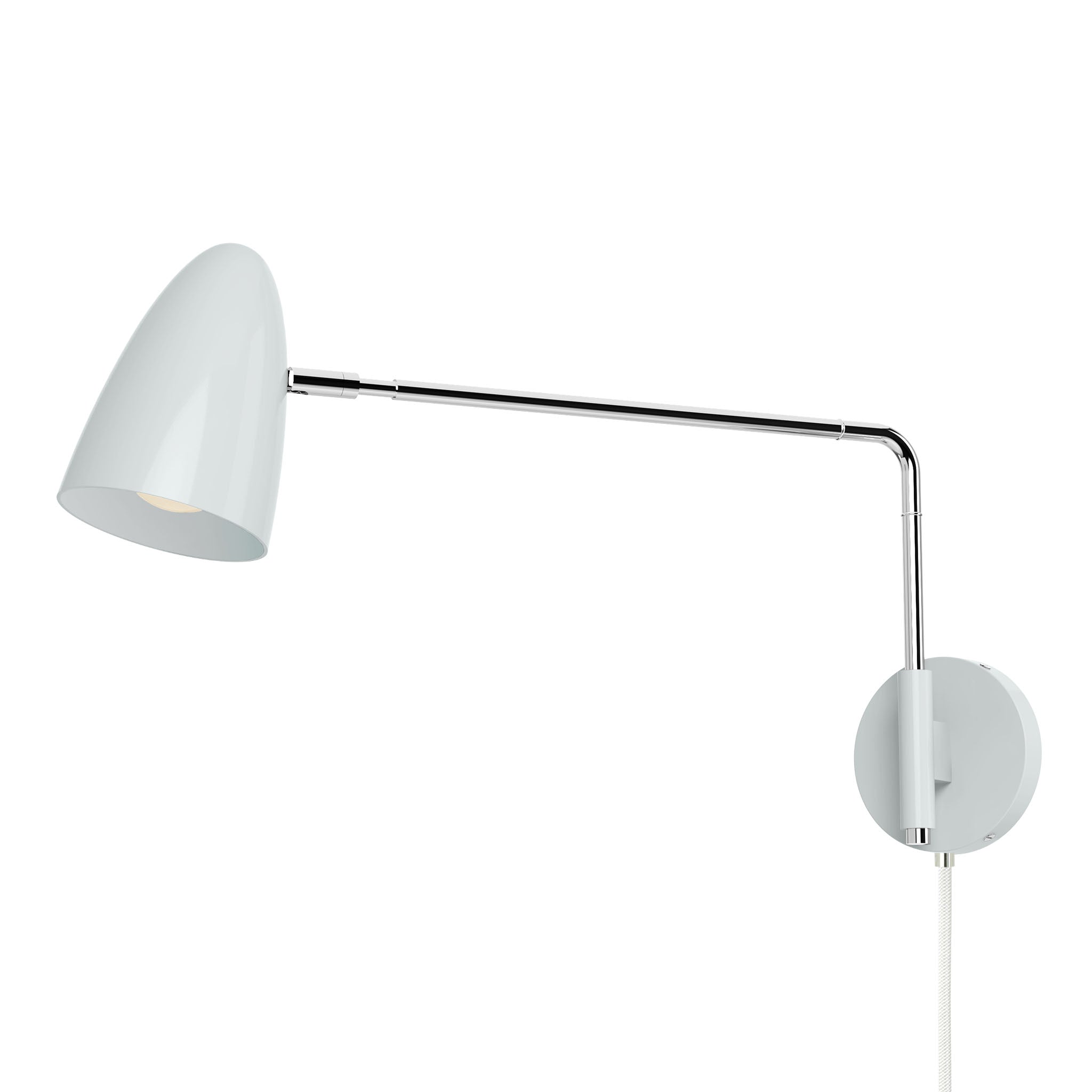 nickel chalk color boom swing arm plug-in sconce 17" arm dutton brown lighting