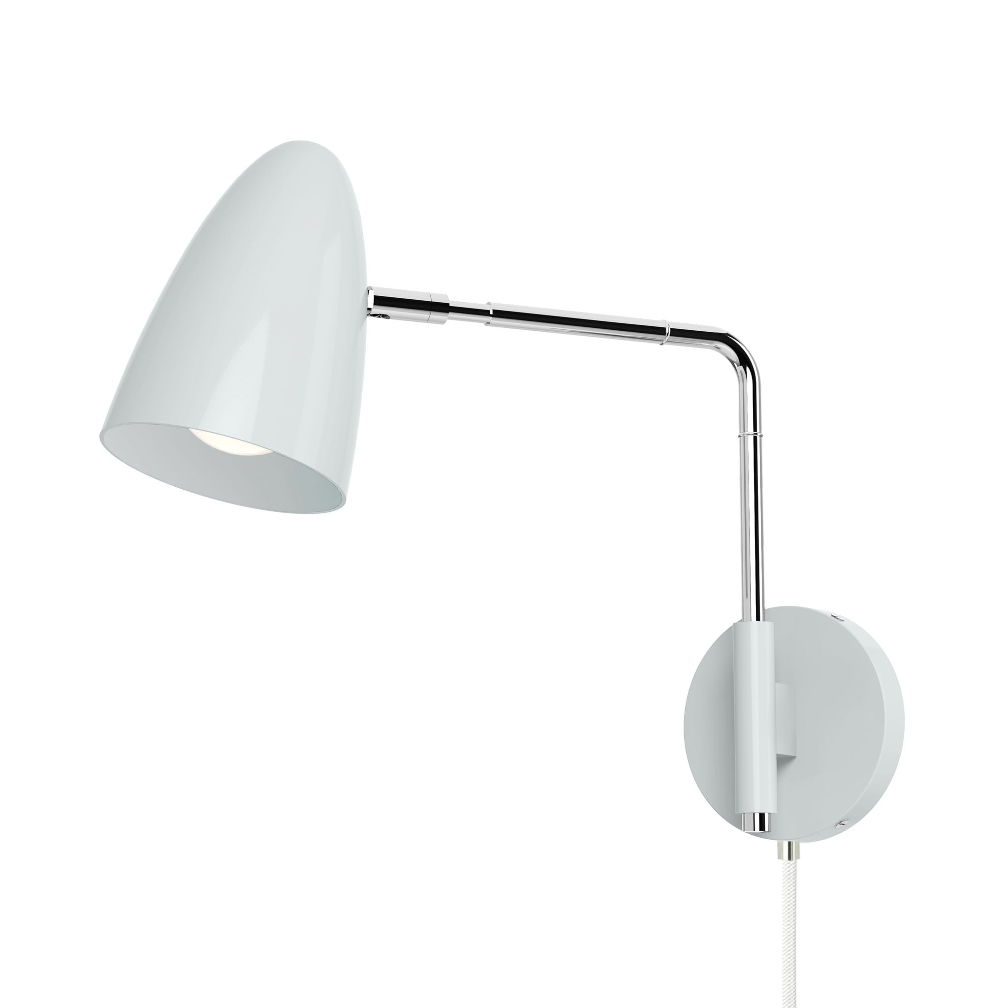 nickel chalk color boom swing arm plug-in sconce 9" arm dutton brown lighting