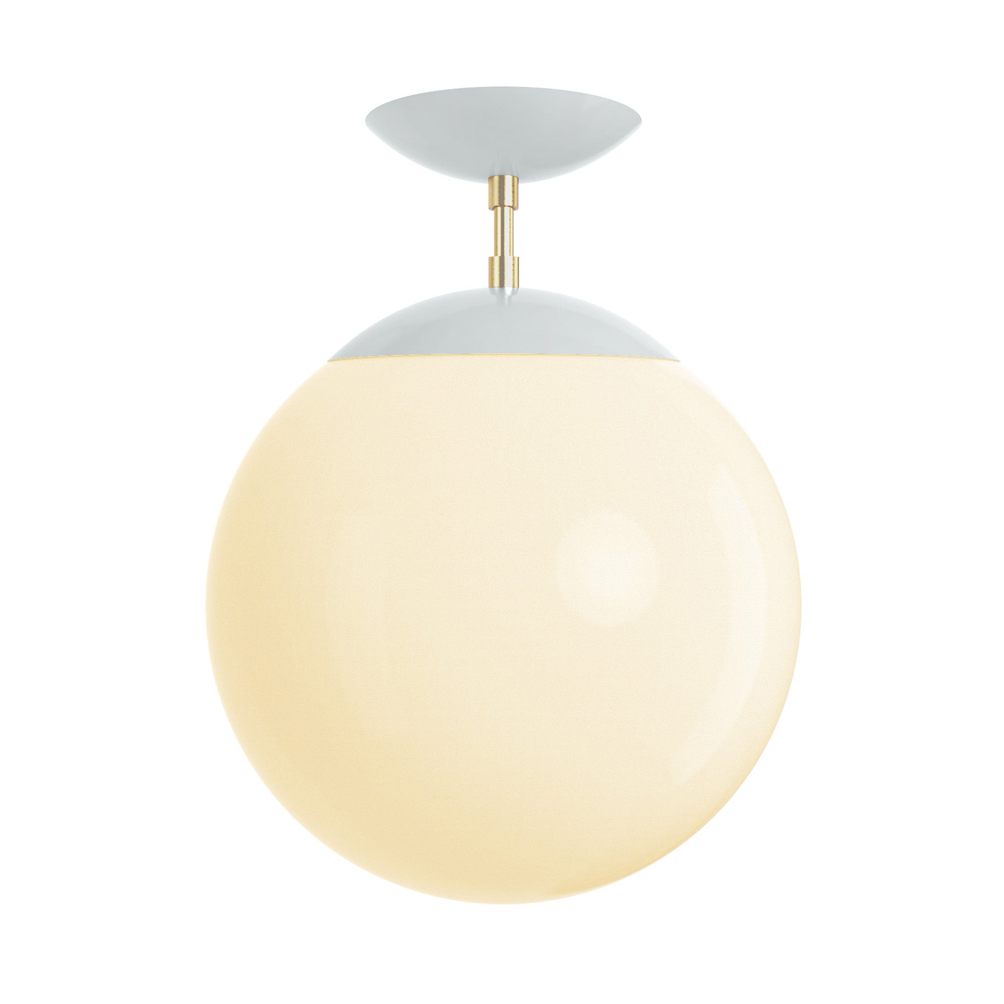Brass and chalk cap white globe flush mount 12" dutton brown lighting