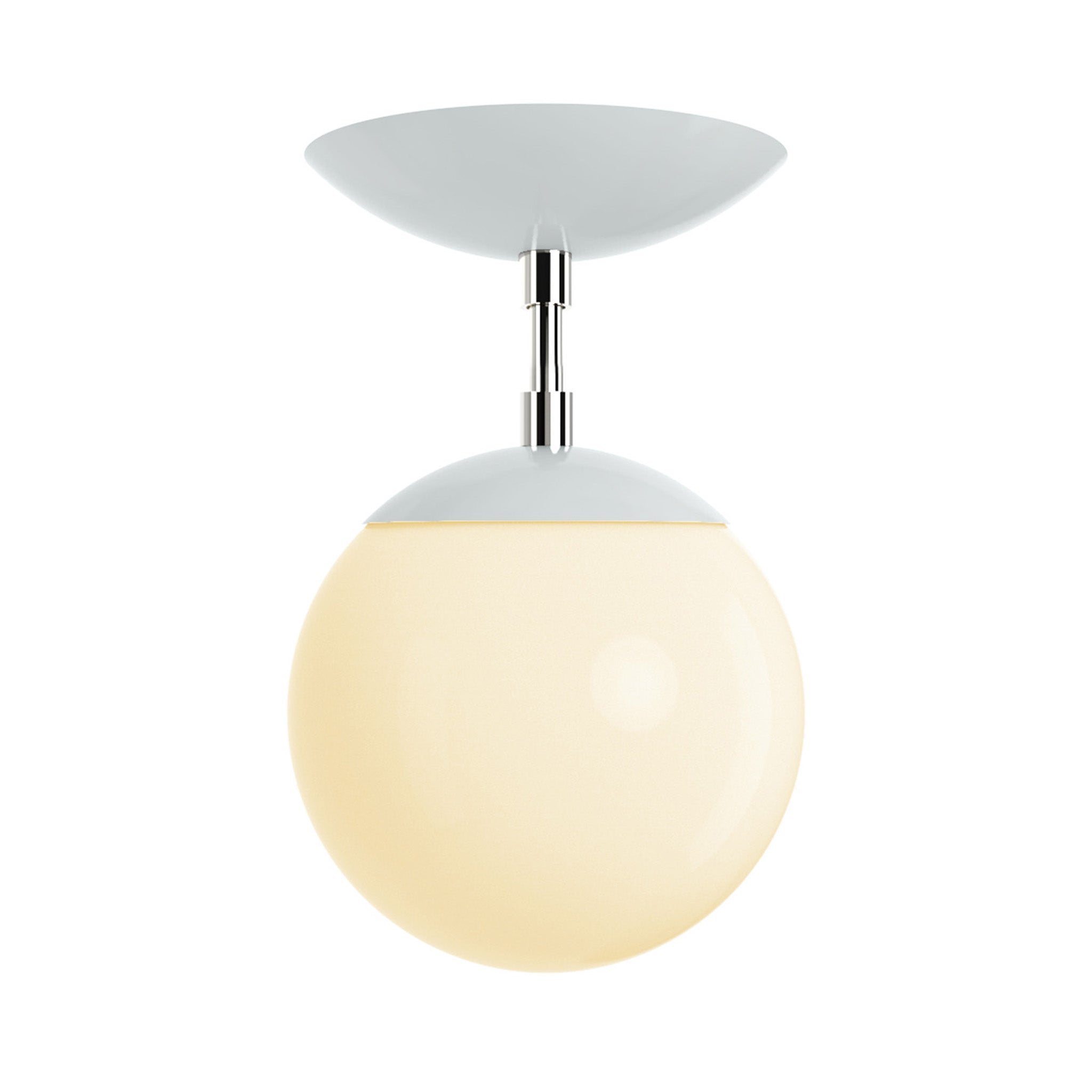 Polished nickel and chalk cap globe flush mount 6" dutton brown lighting