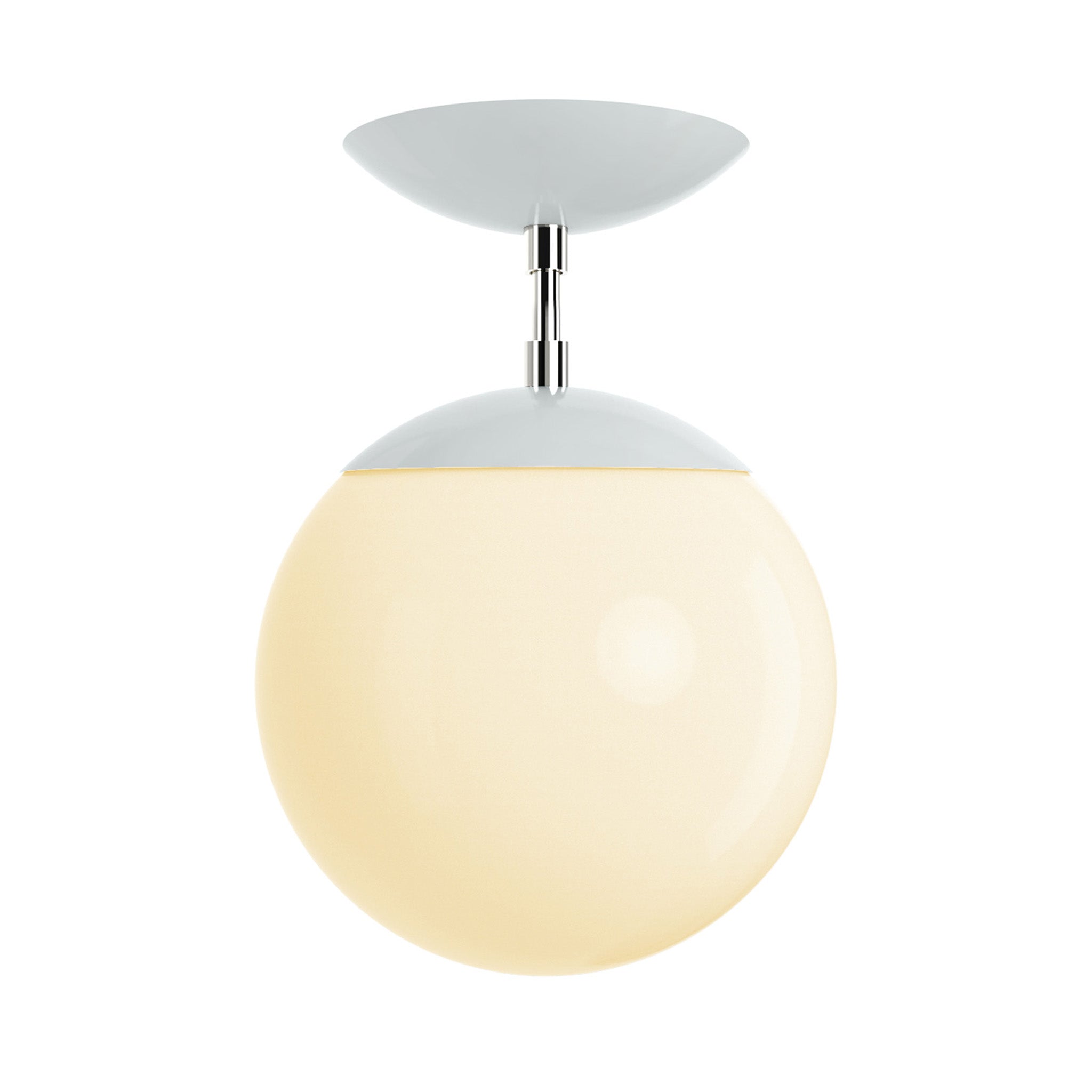 Polished nickel and chalk cap globe flush mount 8" dutton brown lighting