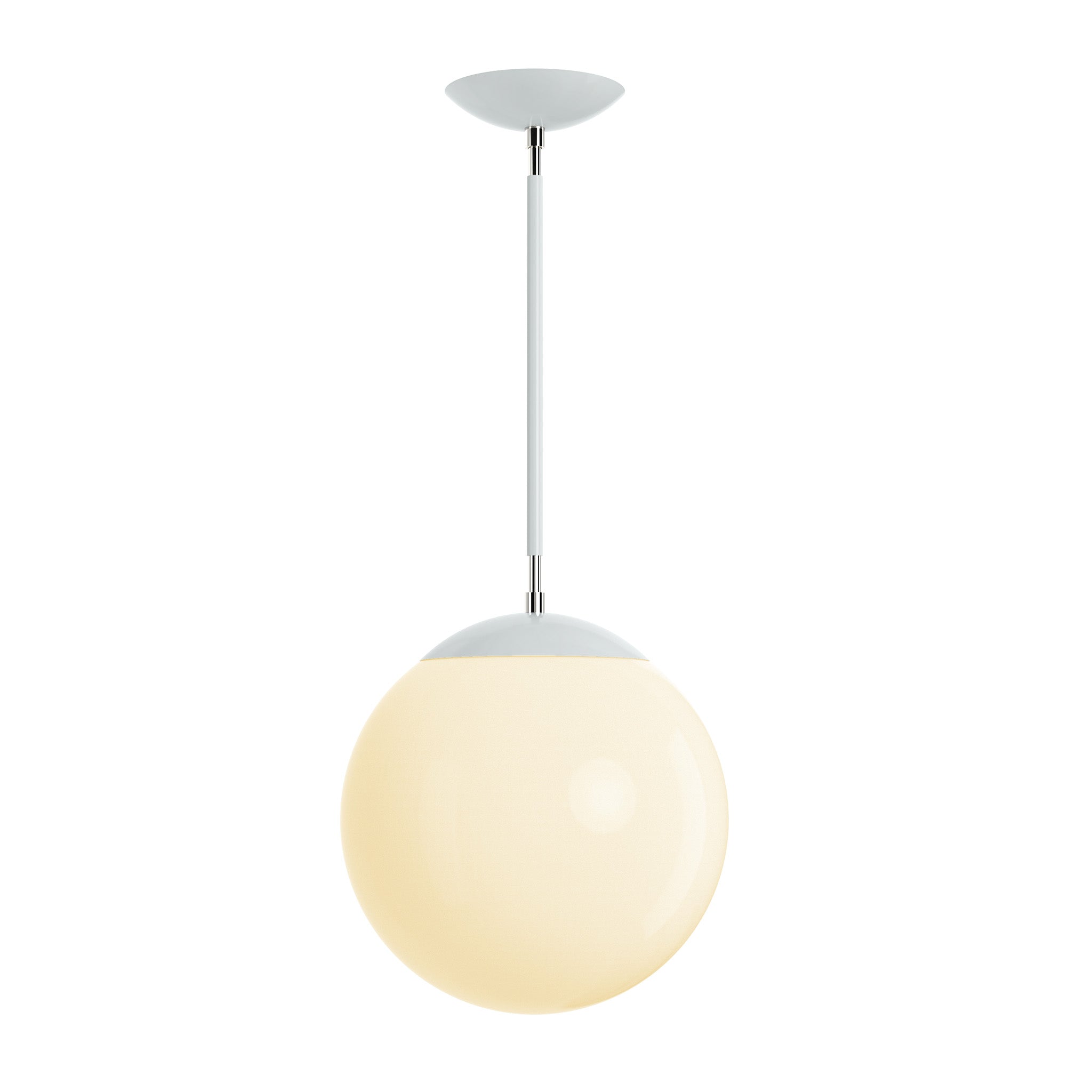 Polished nickel and chalk cap globe pendant 12" dutton brown lighting