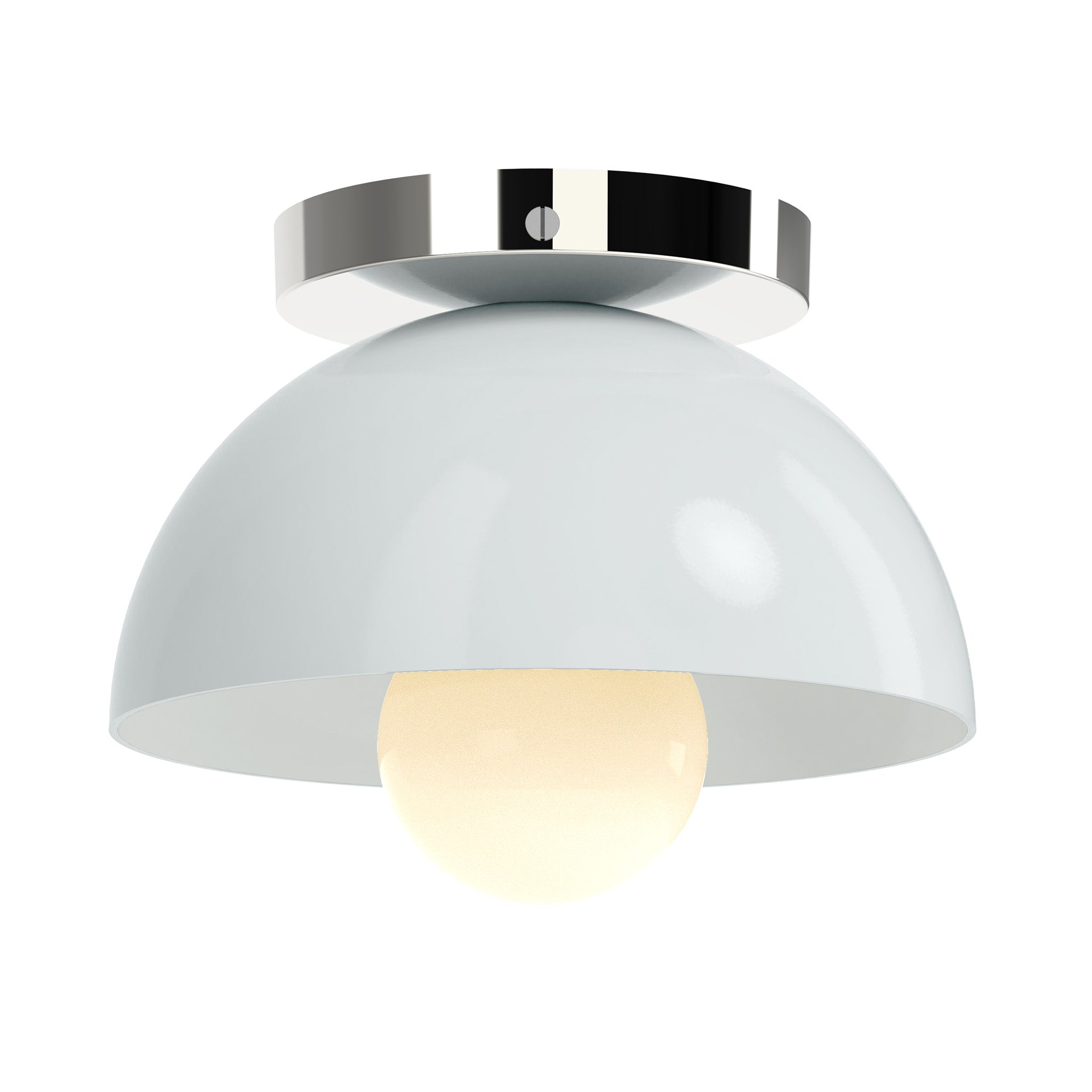 Nickel and chalk color Hemi flush mount 8" Dutton Brown lighting
