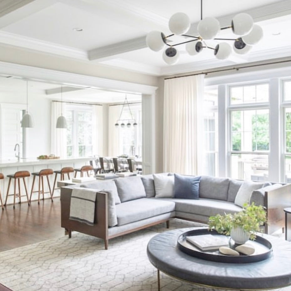 Brass and black color crown chandelier living room