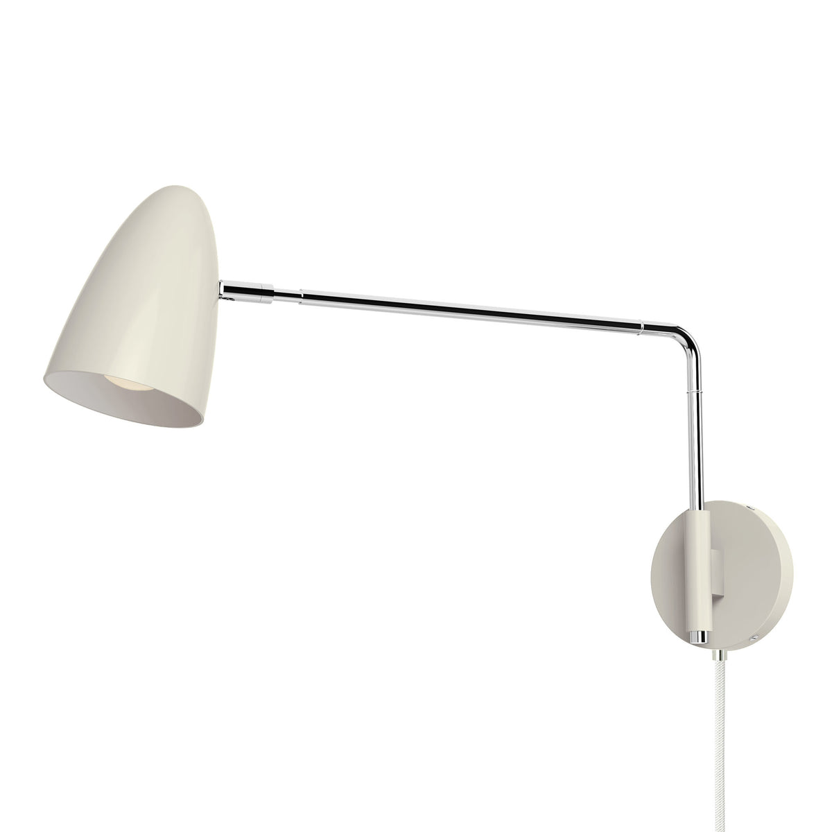 nickel bone color boom swing arm plug-in sconce 17" arm dutton brown lighting