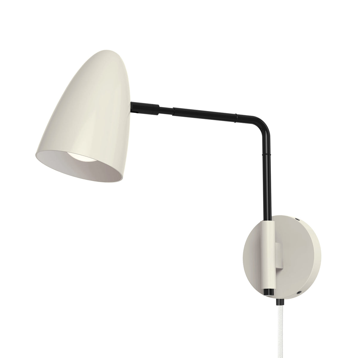black bone color boom swing arm plug-in sconce 9" arm dutton brown lighting