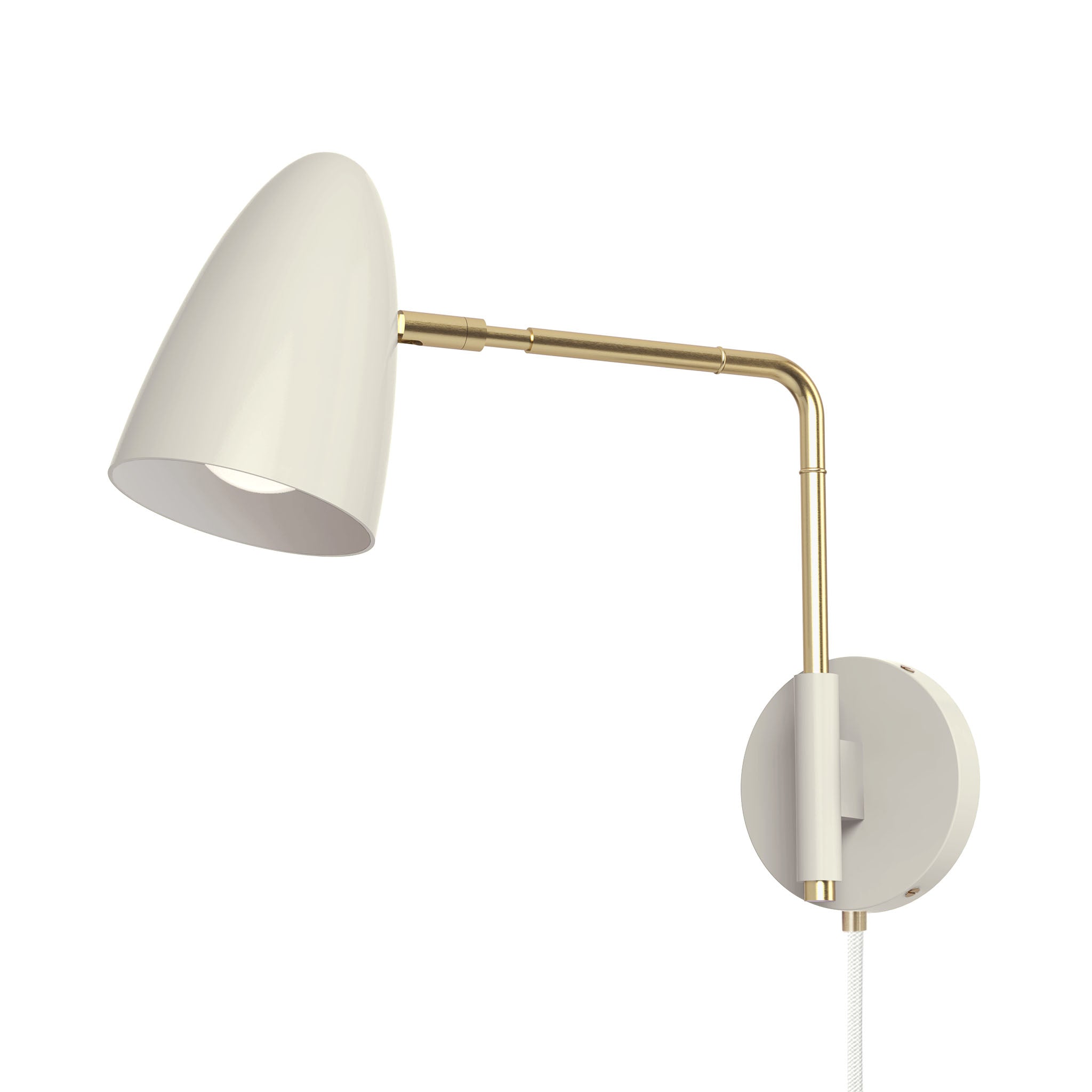 brass bone color boom swing arm plug-in sconce 9" arm dutton brown lighting