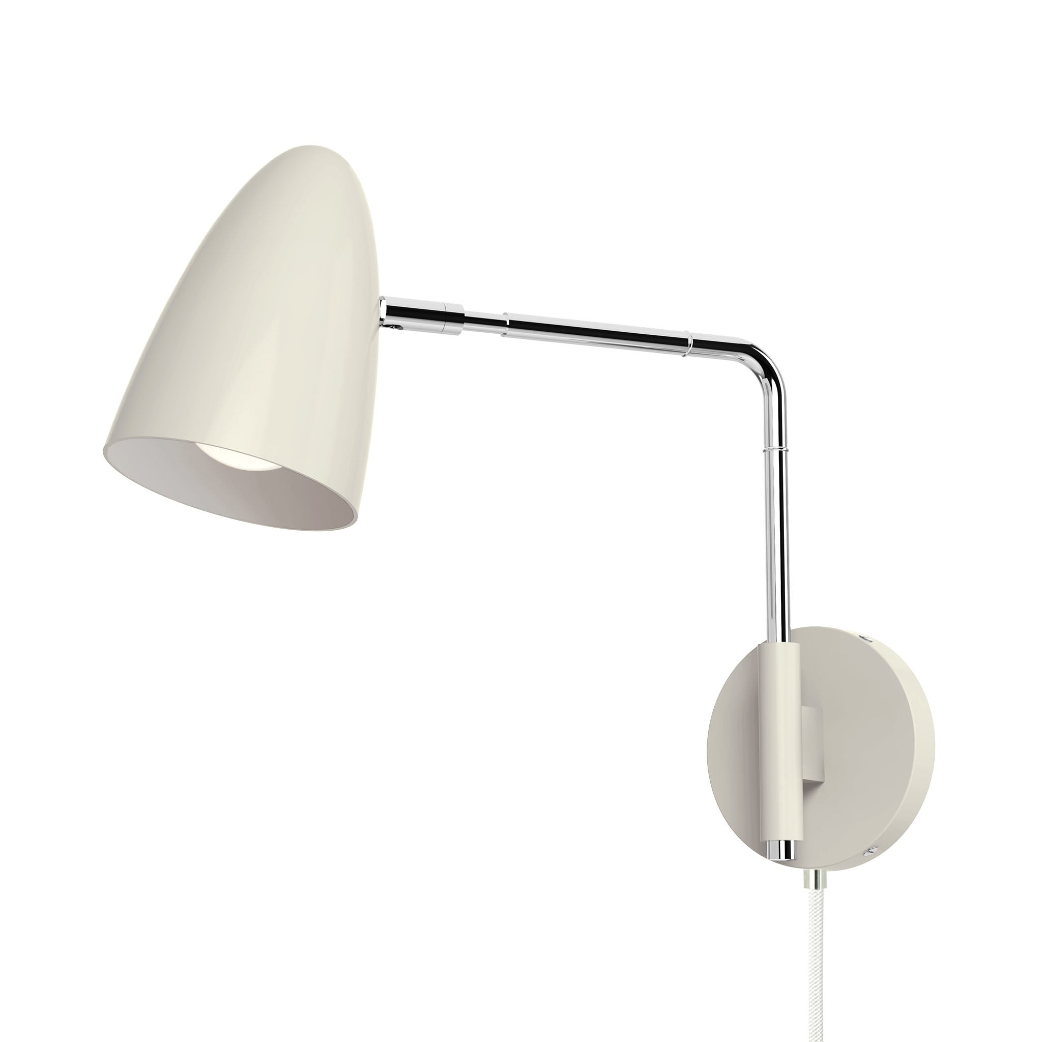 nickel bone color boom swing arm plug-in sconce 9" arm dutton brown lighting