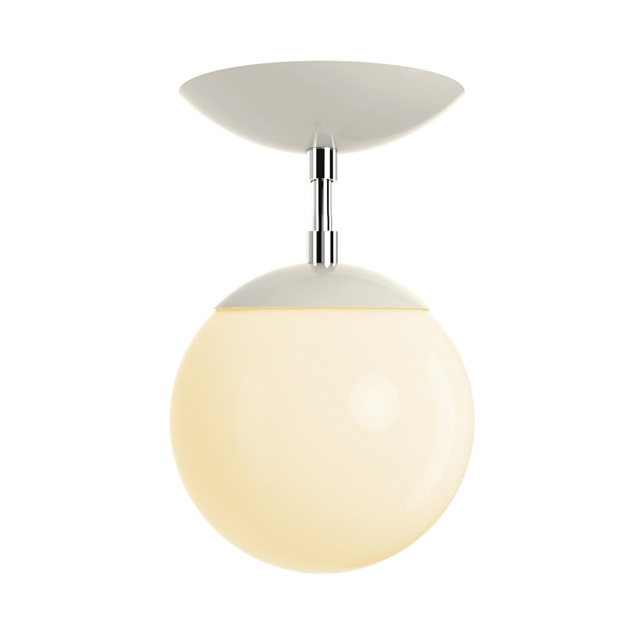 Polished nickel and bone cap globe flush mount 6" dutton brown lighting