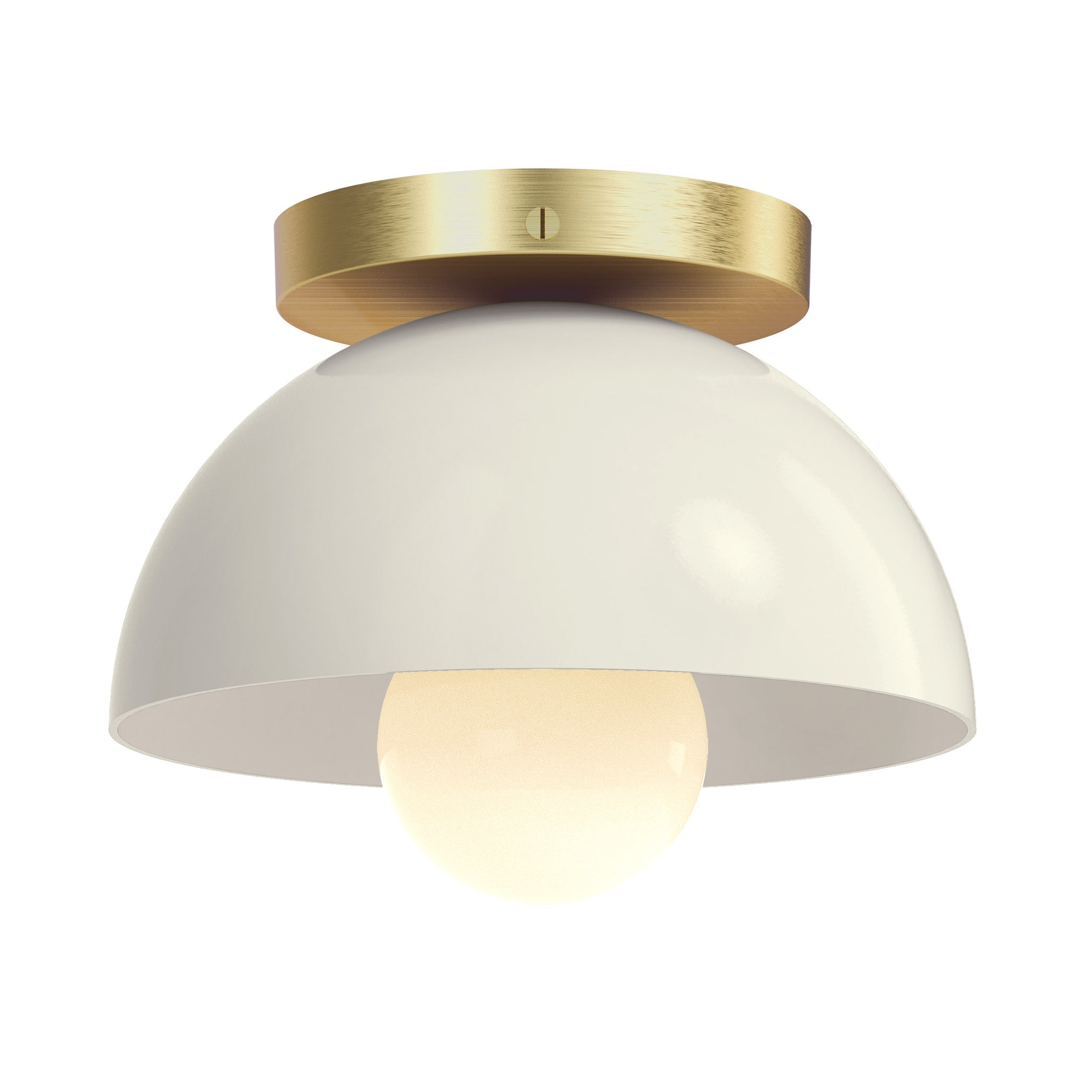 Brass and bone color Hemi flush mount 8" Dutton Brown lighting