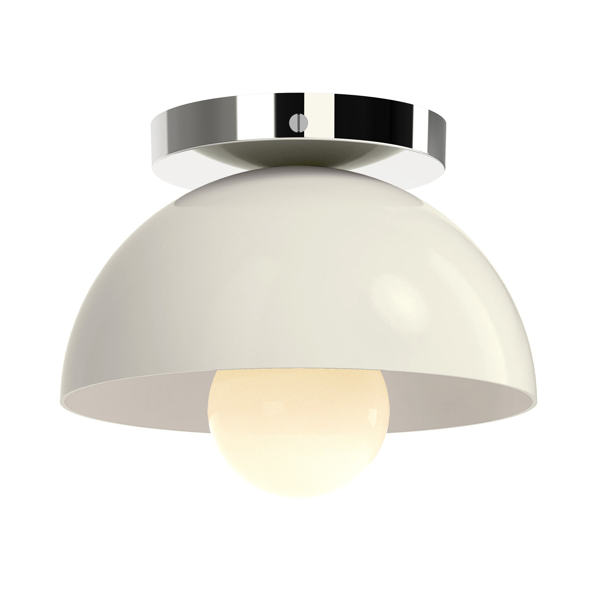 Nickel and bone color Hemi flush mount 8" Dutton Brown lighting