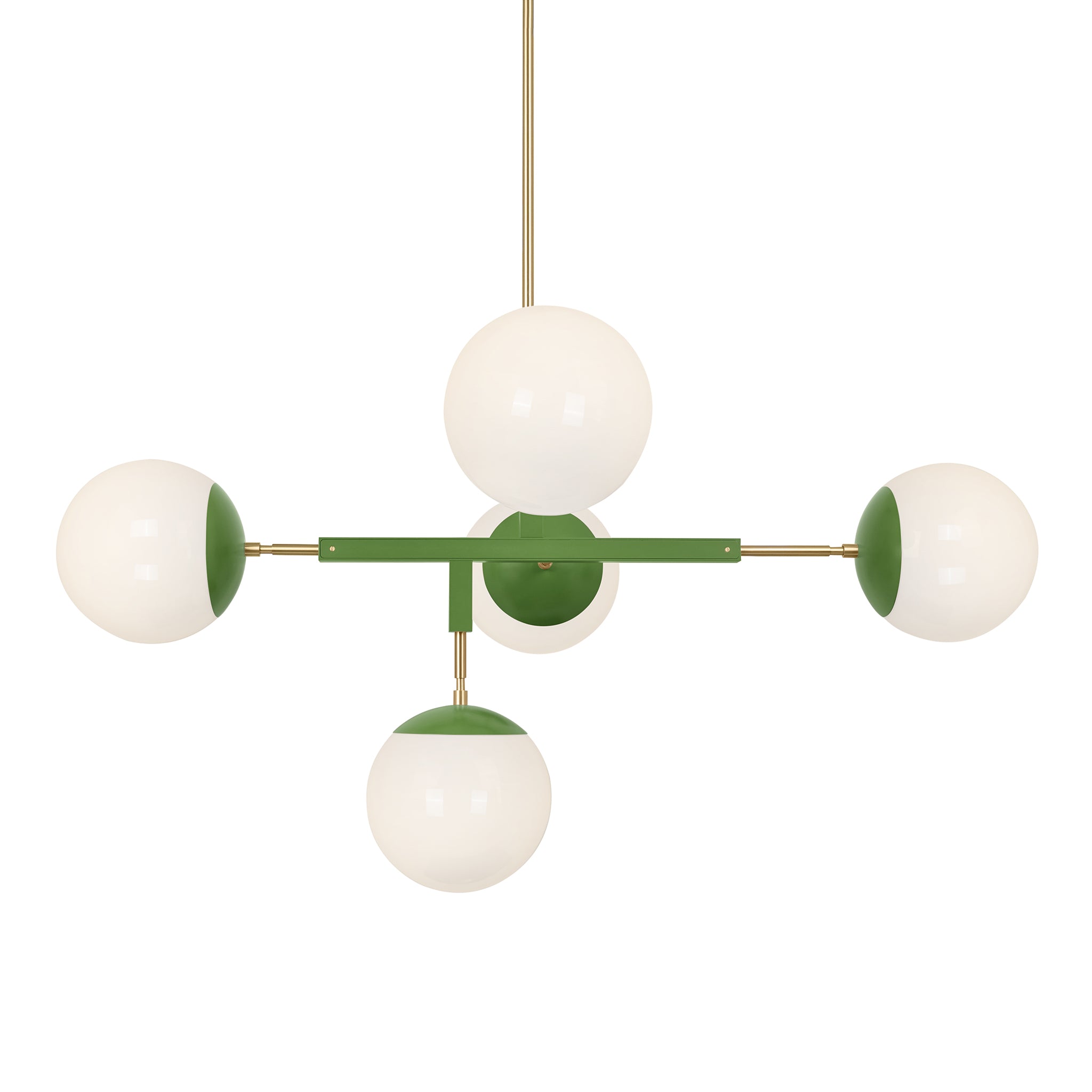 Brass and python green color Big Prisma chandelier 42" Dutton Brown lighting