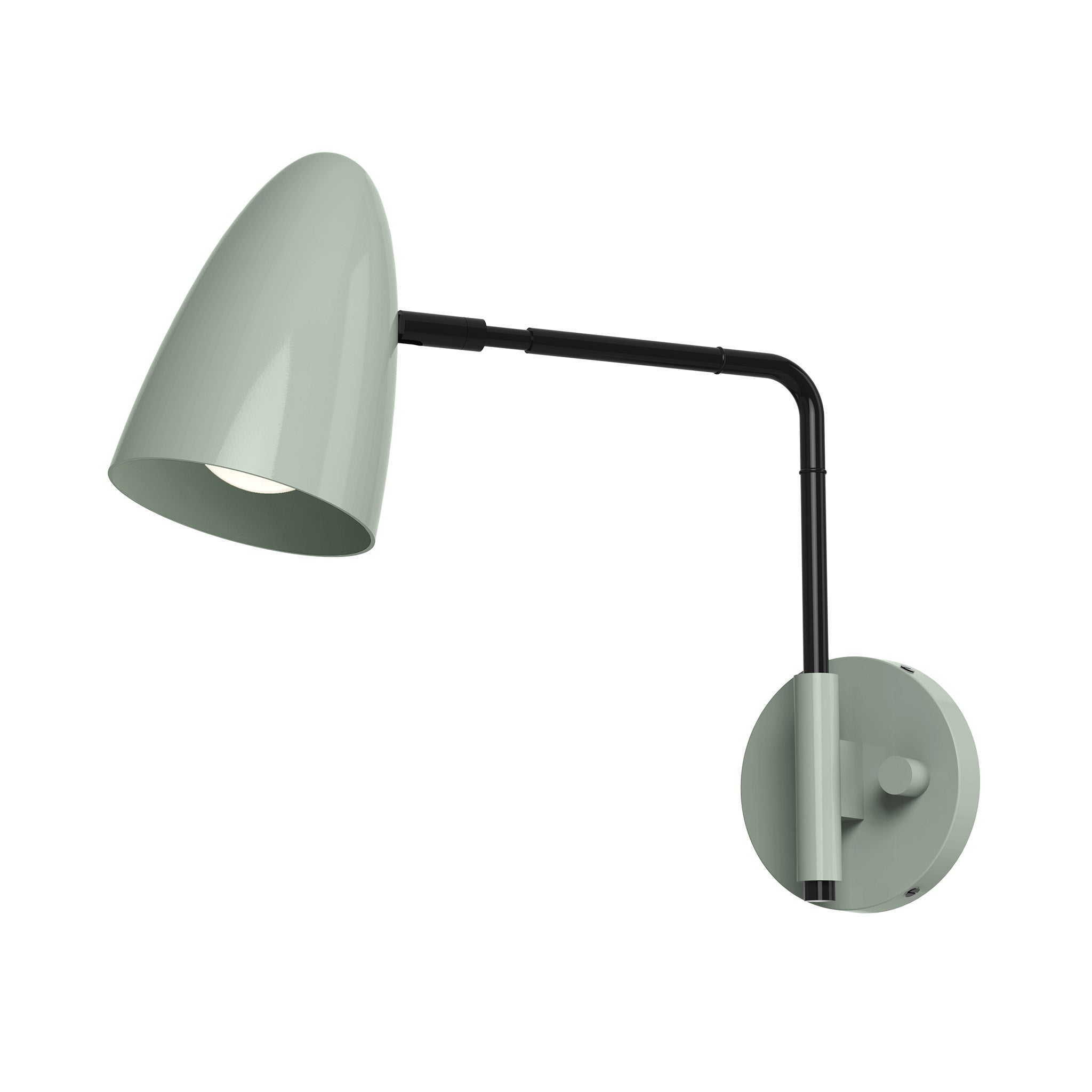 black and spa green color boom swing arm sconce - 9" arm dutton brown lighting