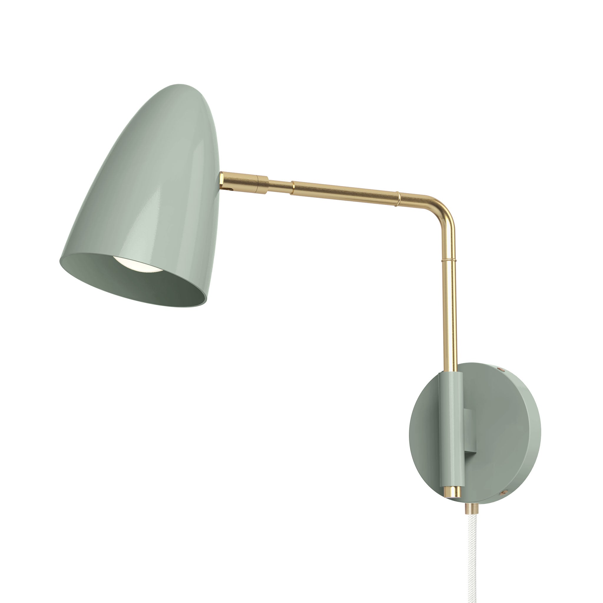 brass spa color boom swing arm plug-in sconce 9" arm dutton brown lighting