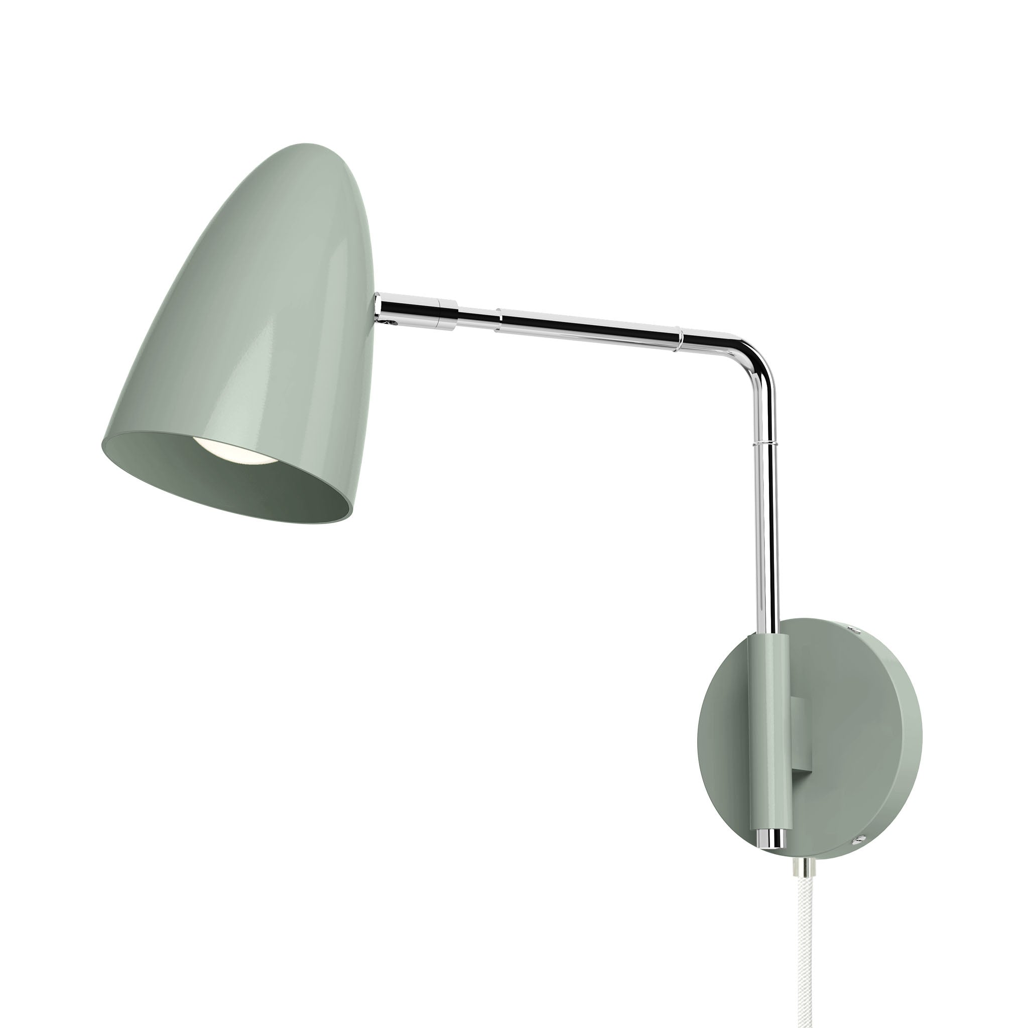 nickel spa color boom swing arm plug-in sconce 9" arm dutton brown lighting