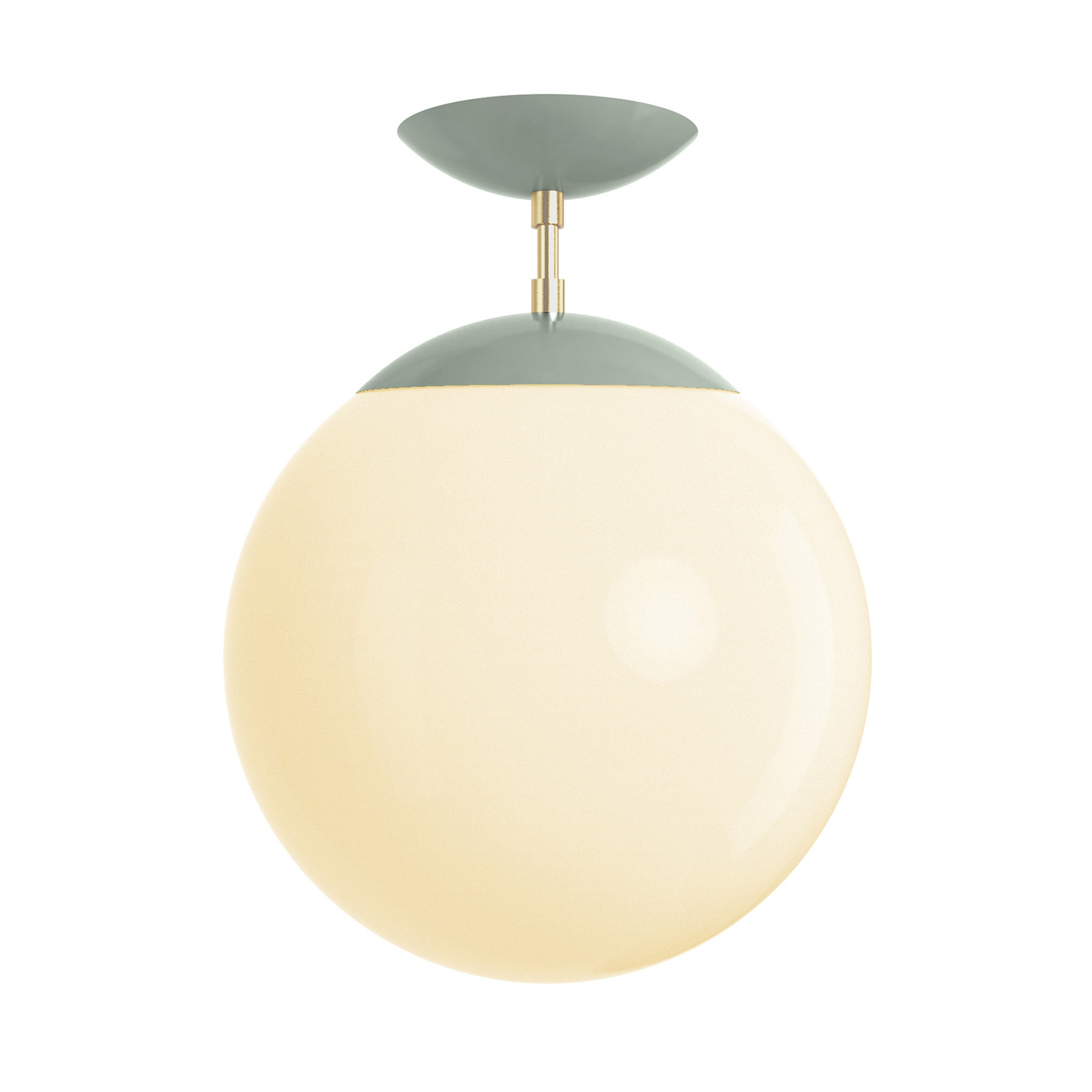 Brass and spa cap white globe flush mount 12" dutton brown lighting