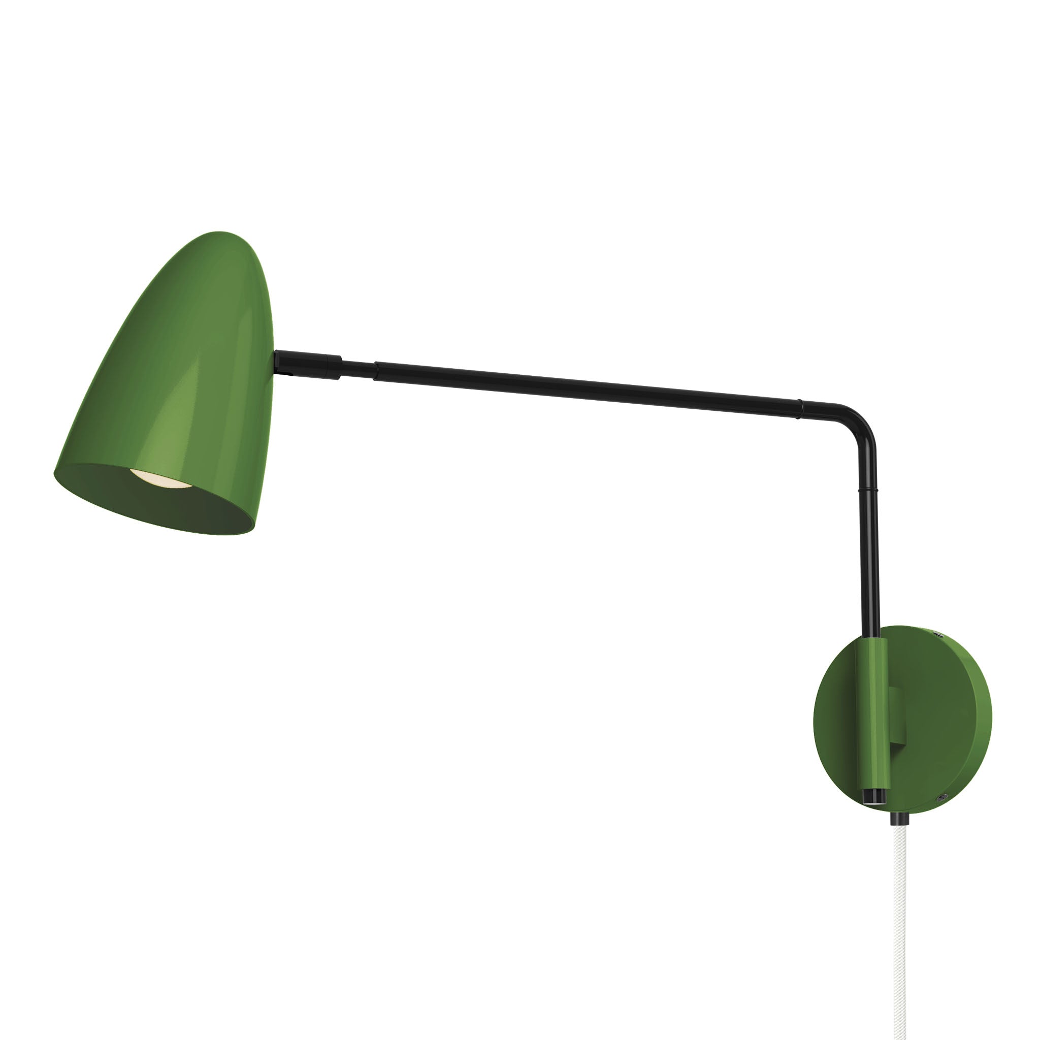 black python green color boom swing arm plug-in sconce 17" arm dutton brown lighting