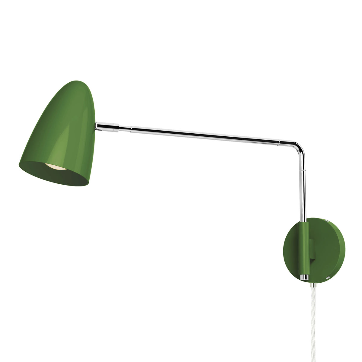 nickel python green color boom swing arm plug-in sconce 17" arm dutton brown lighting