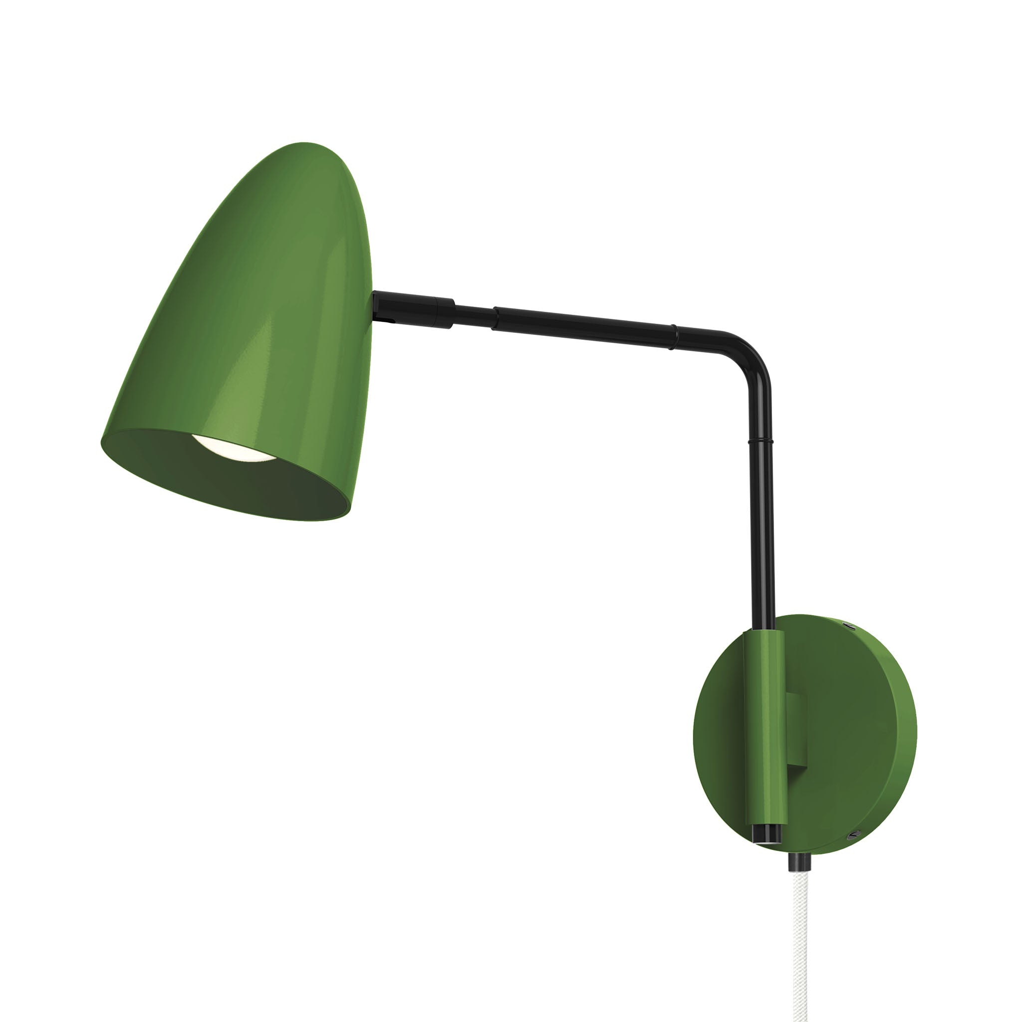 black python green color boom swing arm plug-in sconce 9" arm dutton brown lighting