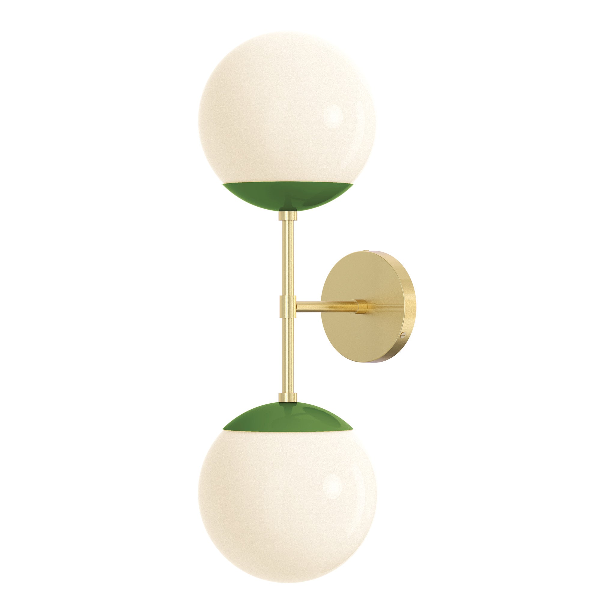 brass python green color cap double sconce 8" dutton brown lighting