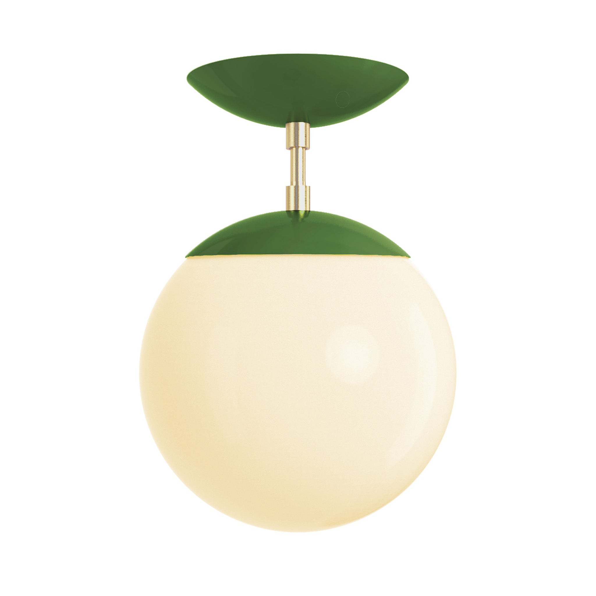 Brass and python green cap globe flush mount 8" dutton brown lighting