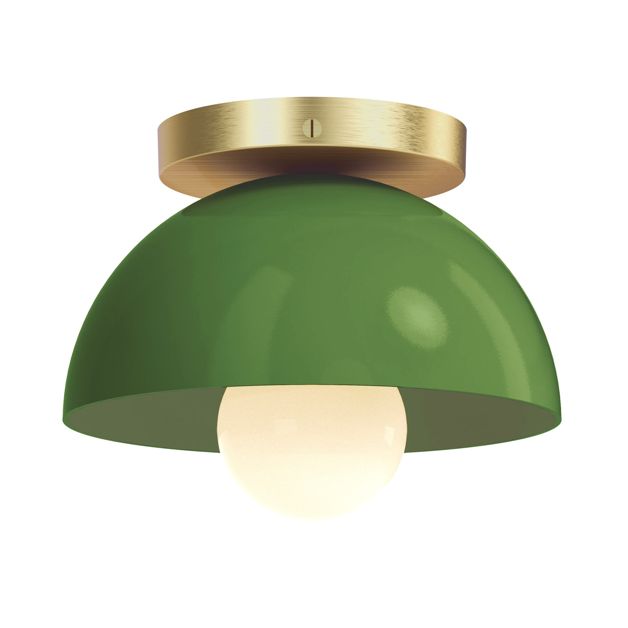 Brass and python green color Hemi flush mount 8" Dutton Brown lighting
