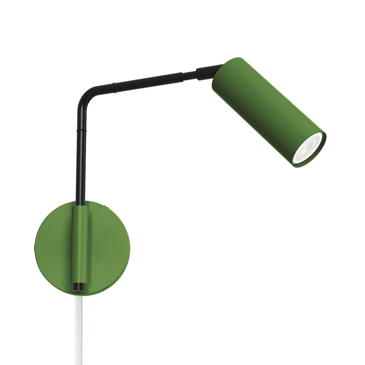 black python green color reader swing arm plug-in sconce - 9" arm dutton brown lighting
