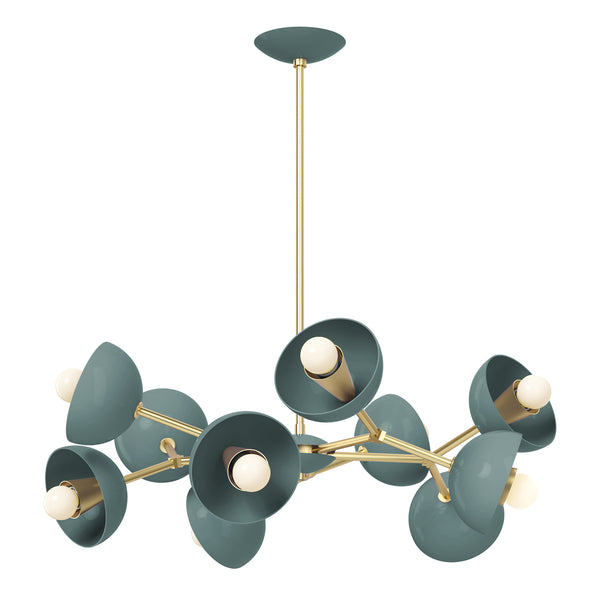 Brass and lagoon color Alegria chandelier 30" Dutton Brown lighting