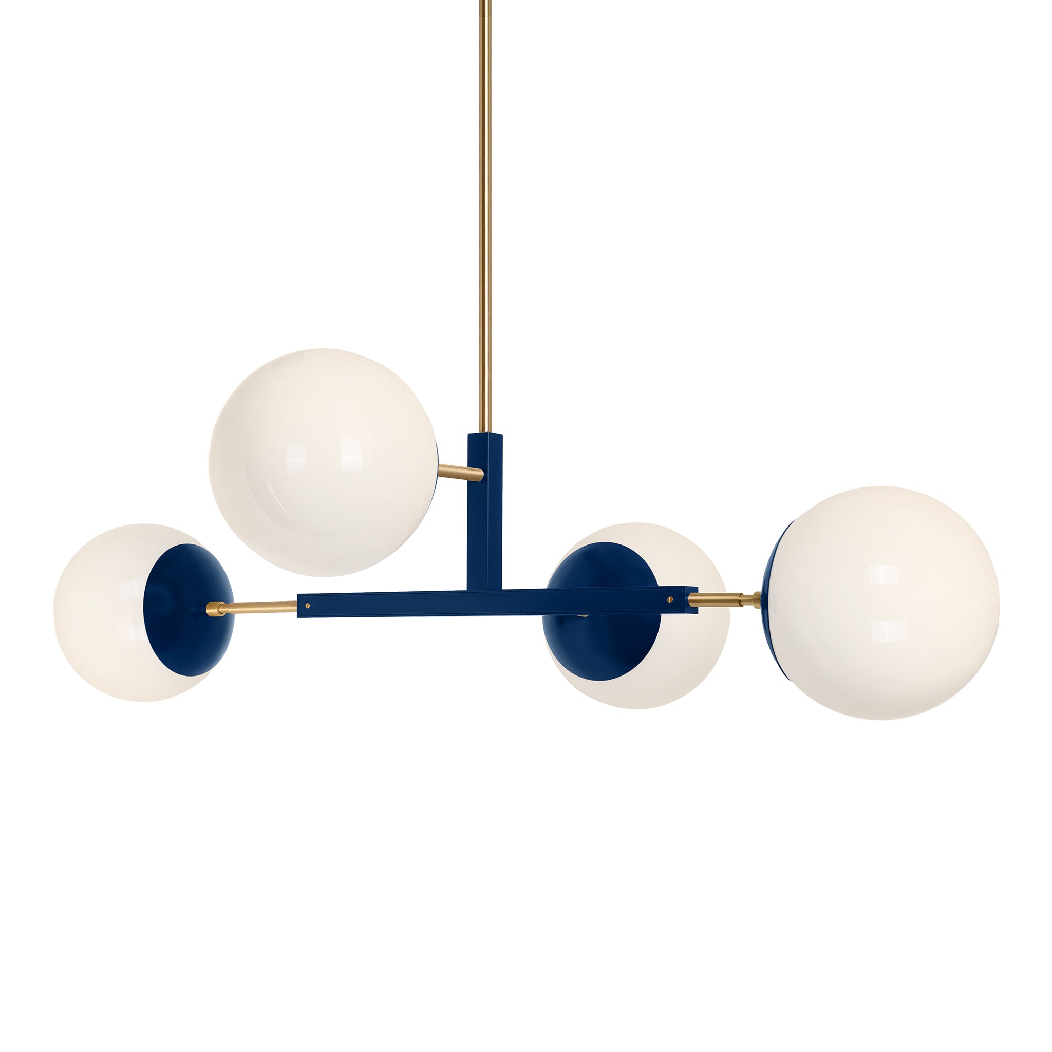 Brass and cobalt color Big Status chandelier 42" Dutton Brown lighting
