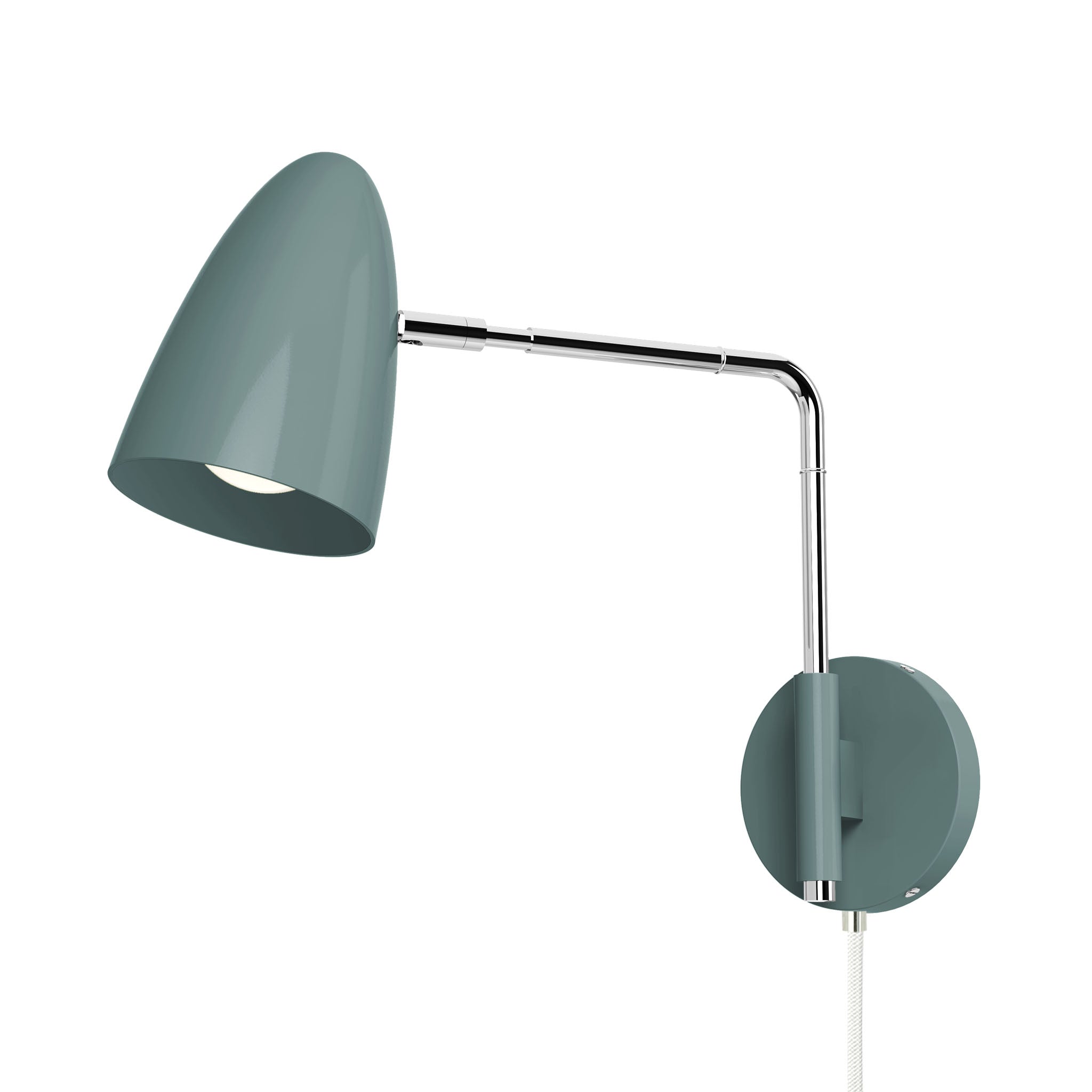 nickel lagoon color boom swing arm plug-in sconce 9" arm dutton brown lighting