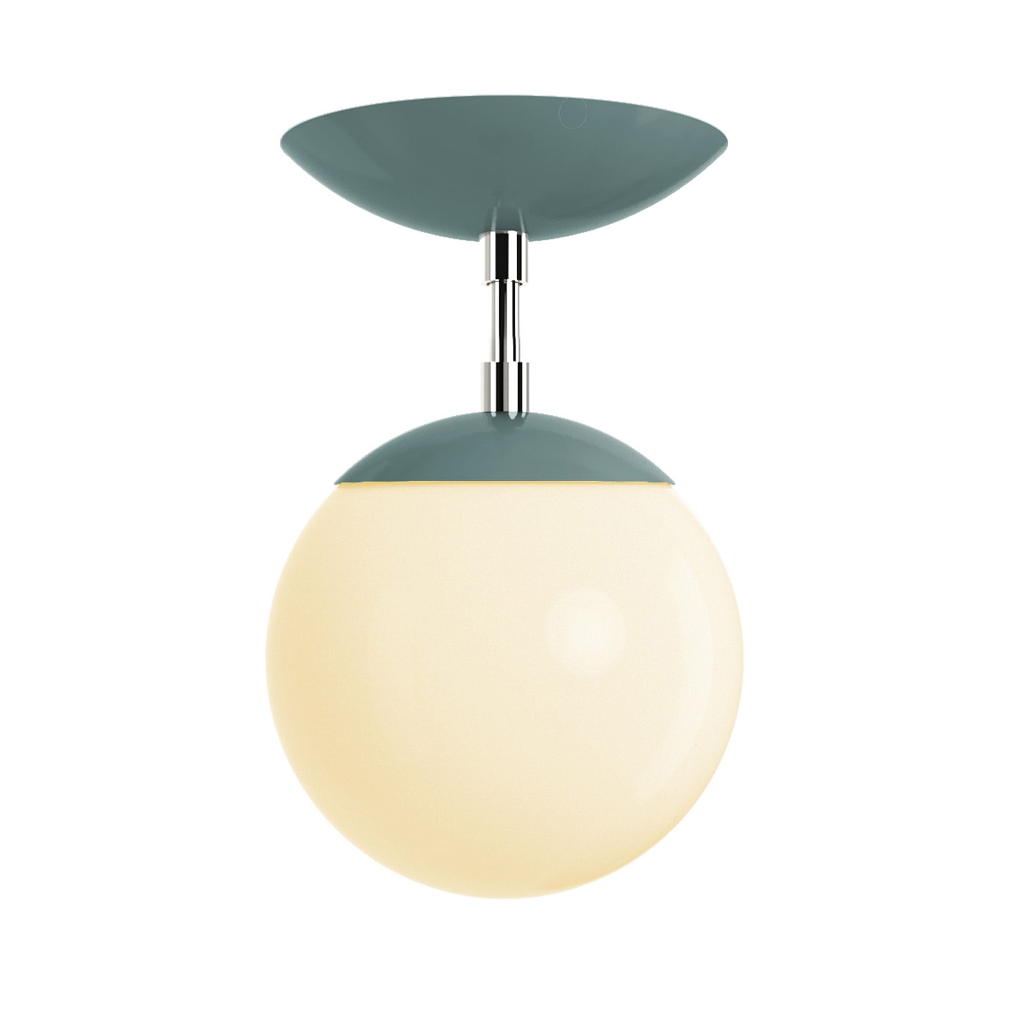 Polished nickel and lagoon cap globe flush mount 6" dutton brown lighting