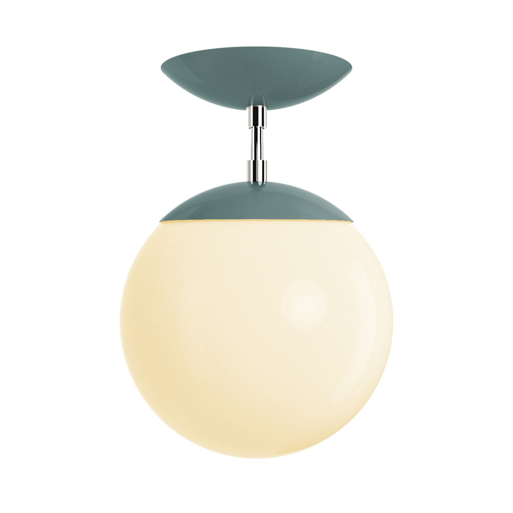 Polished nickel and lagoon cap globe flush mount 8" dutton brown lighting