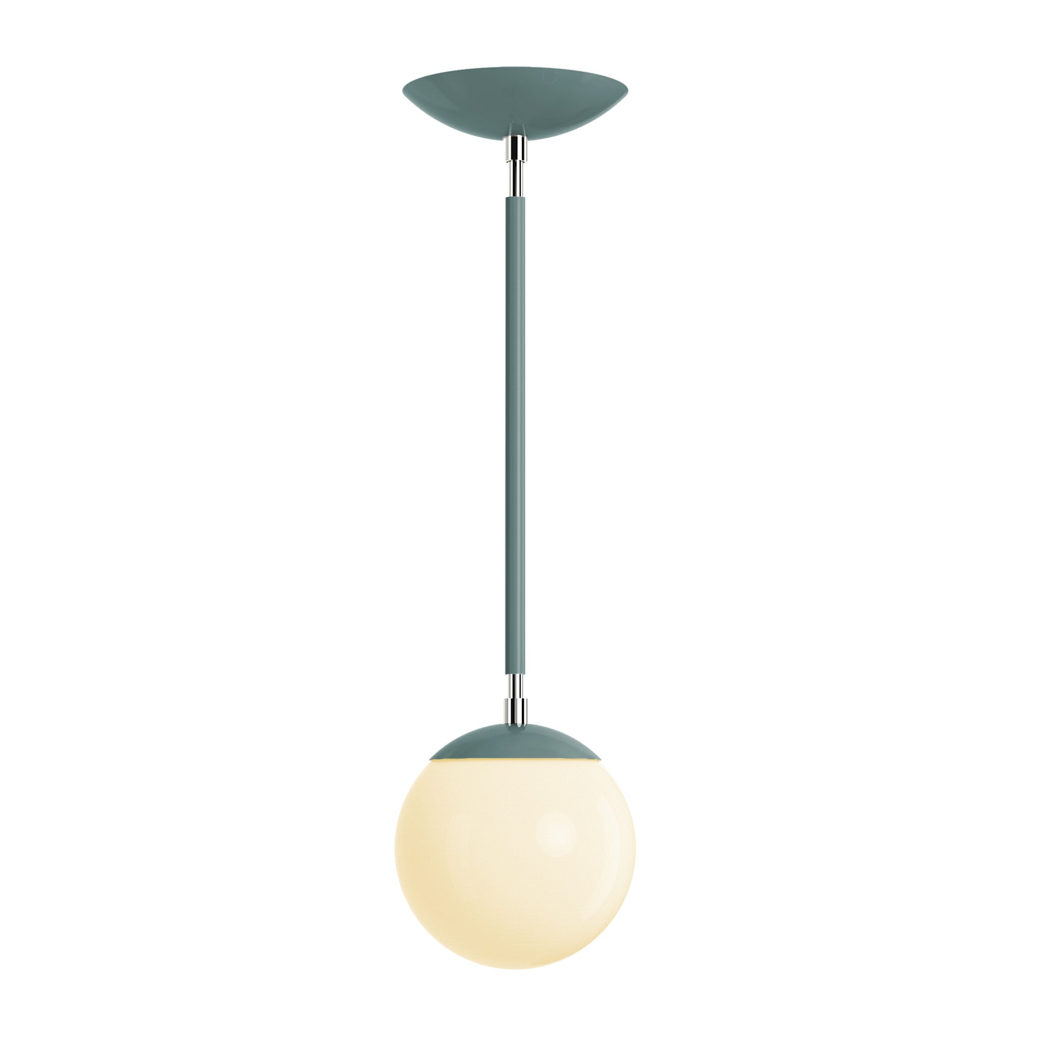 Polished Nickel and lagoon cap globe pendant 6" Dutton Brown lighting