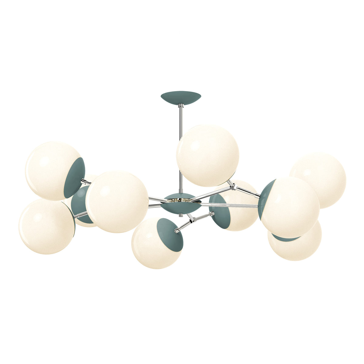 Nickel and Lagoon color Crown flush mount 46" Dutton Brown lighting