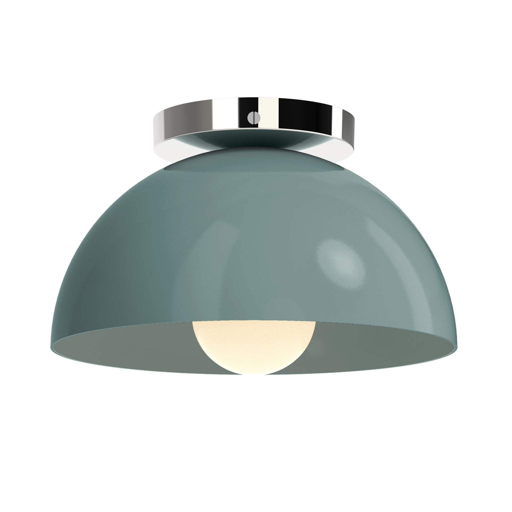 Nickel and python green color Hemi flush mount 10" Dutton Brown lighting
