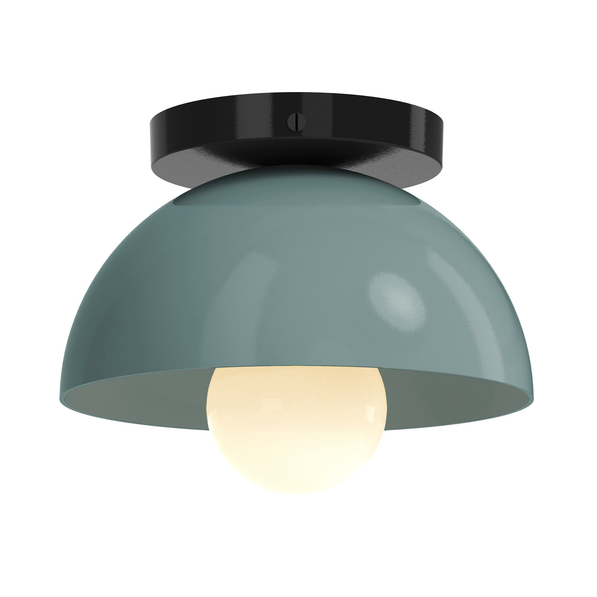 Black and lagoon color Hemi flush mount 8" Dutton Brown lighting