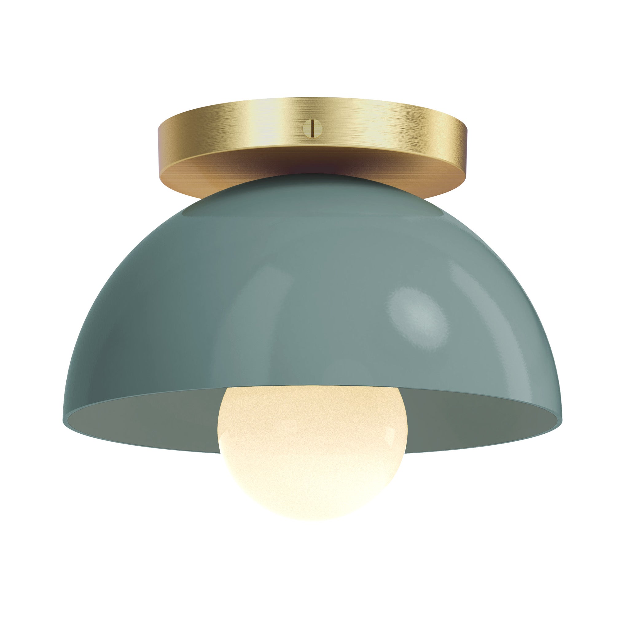 Brass and lagoon color Hemi flush mount 8" Dutton Brown lighting