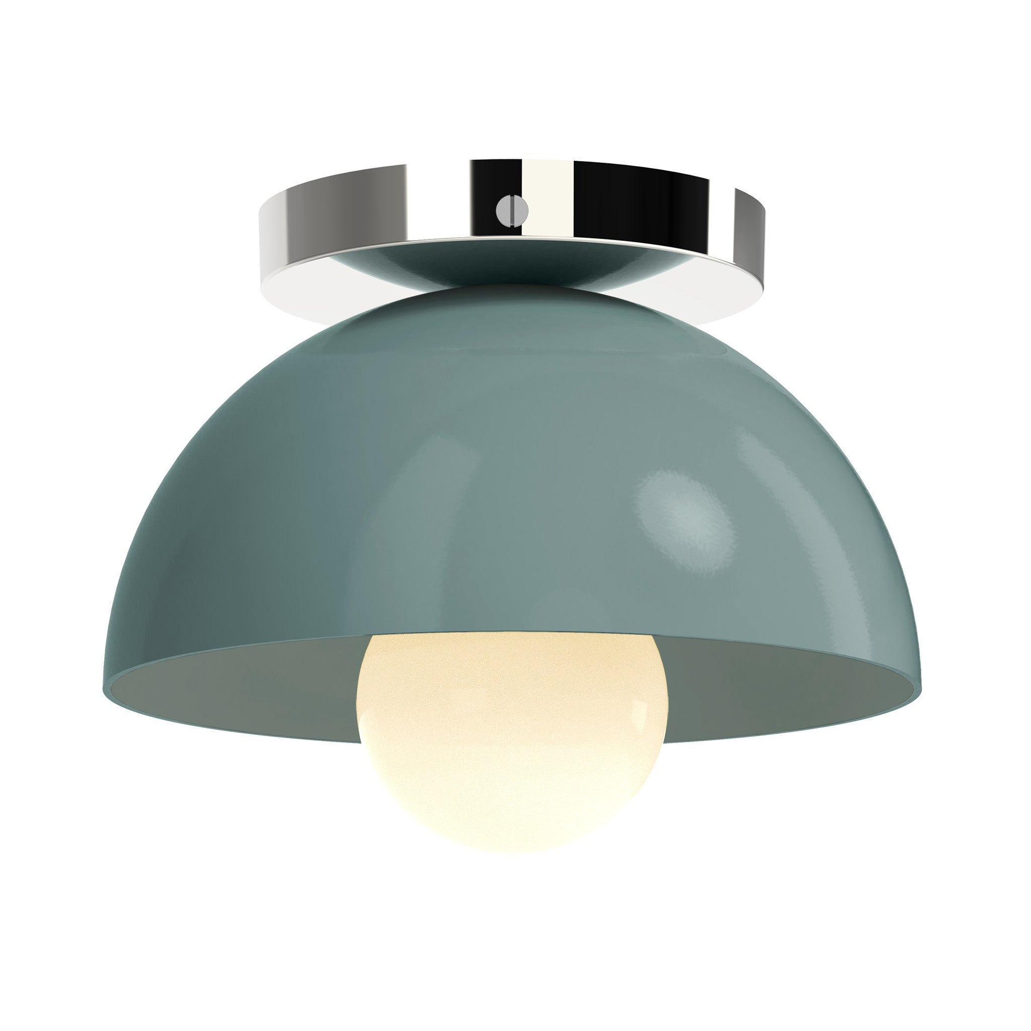 Nickel and python green color Hemi flush mount 8" Dutton Brown lighting