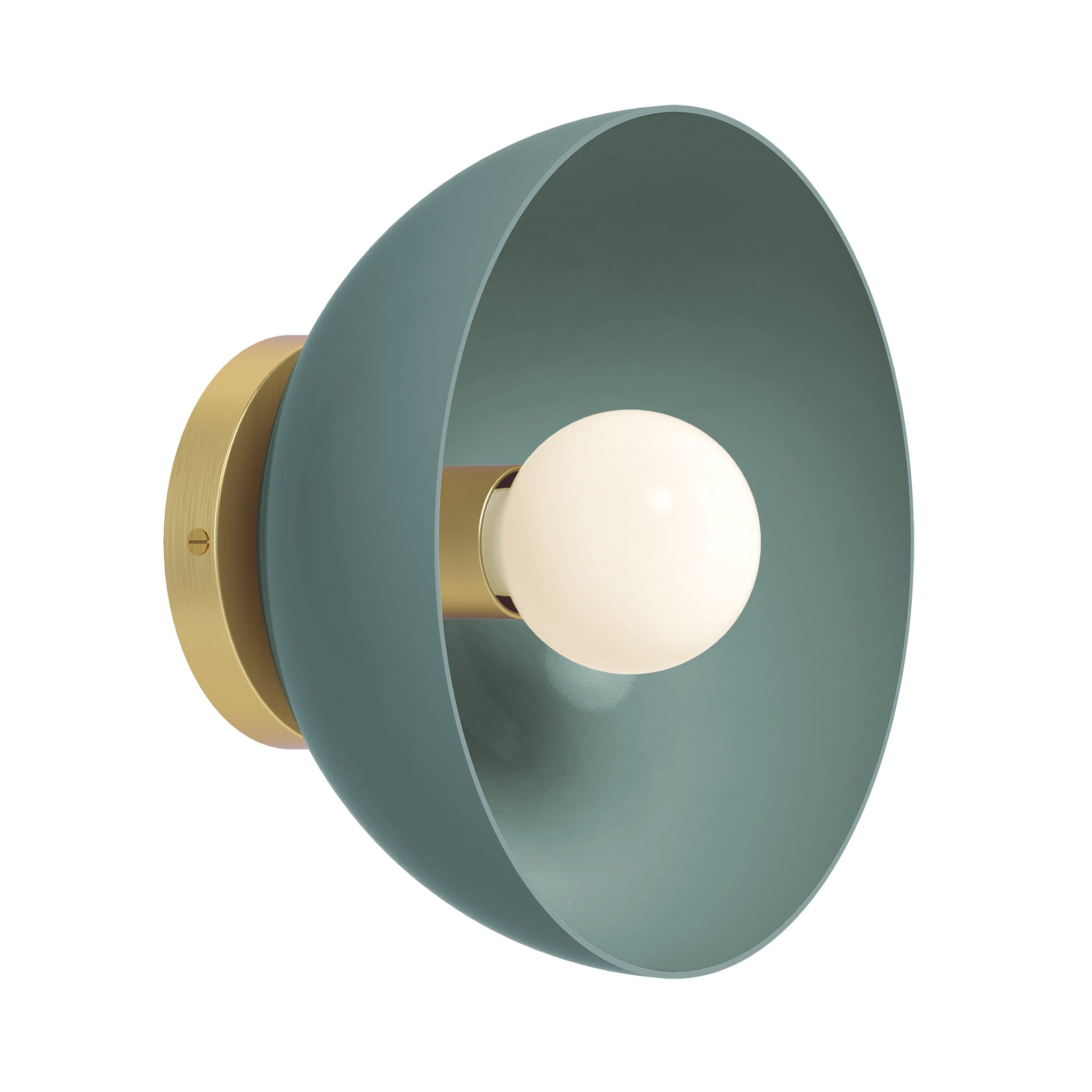 Brass and lagoon color hemi dome sconce 10" Dutton Brown lighting