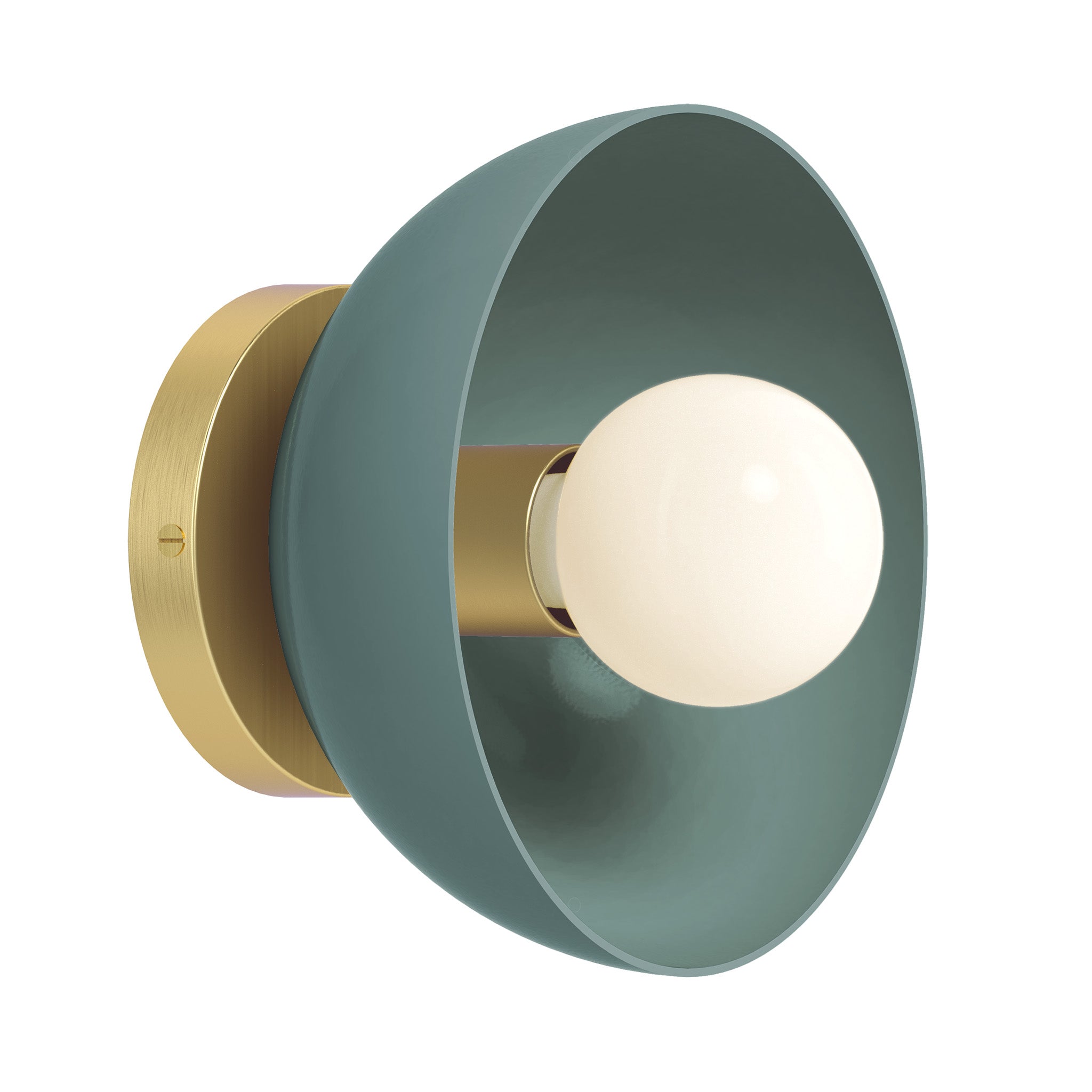 Brass and lagoon color Hemi sconce 8" Dutton Brown lighting