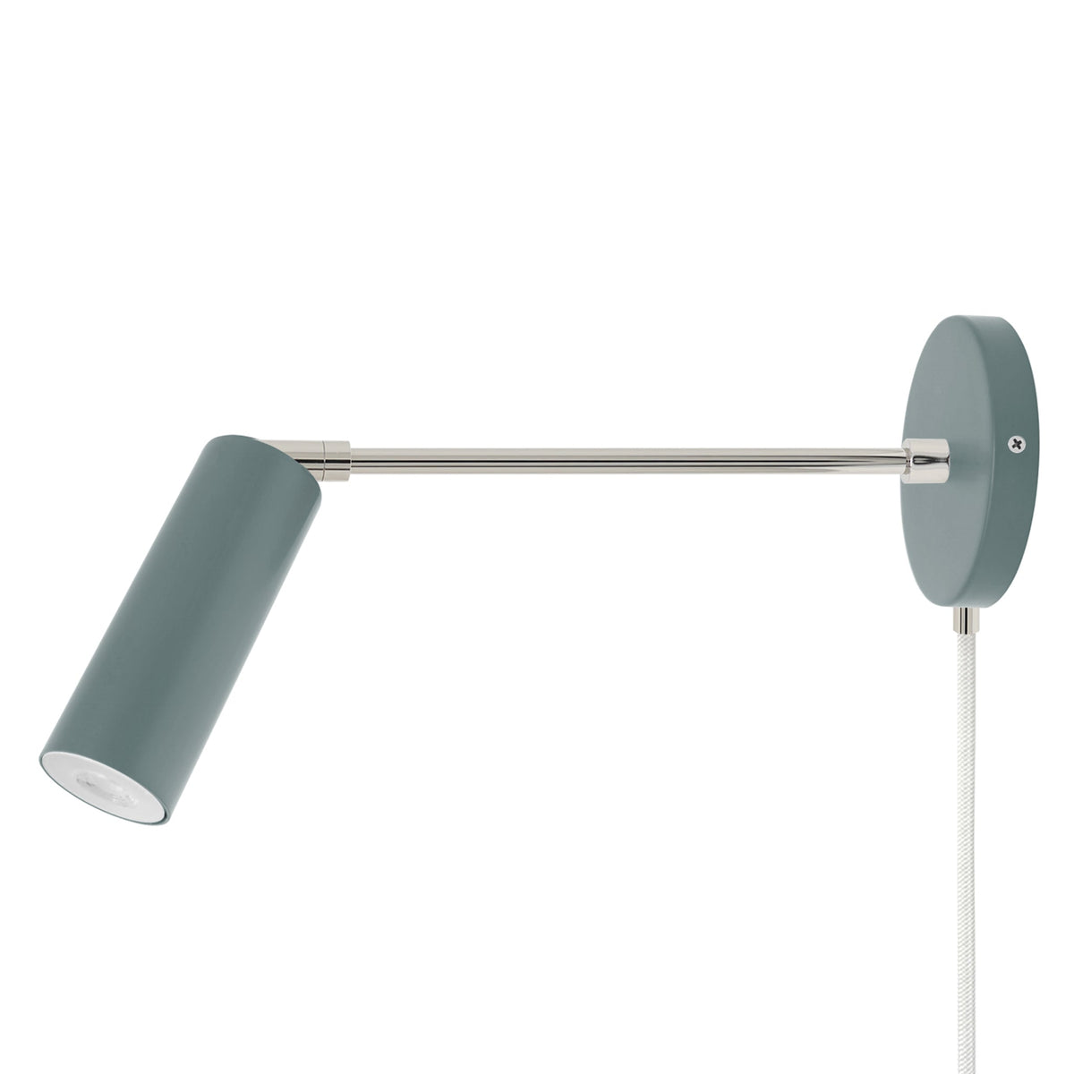 Nickel and cobalt color Reader plug-in sconce 10" arm Dutton Brown lighting